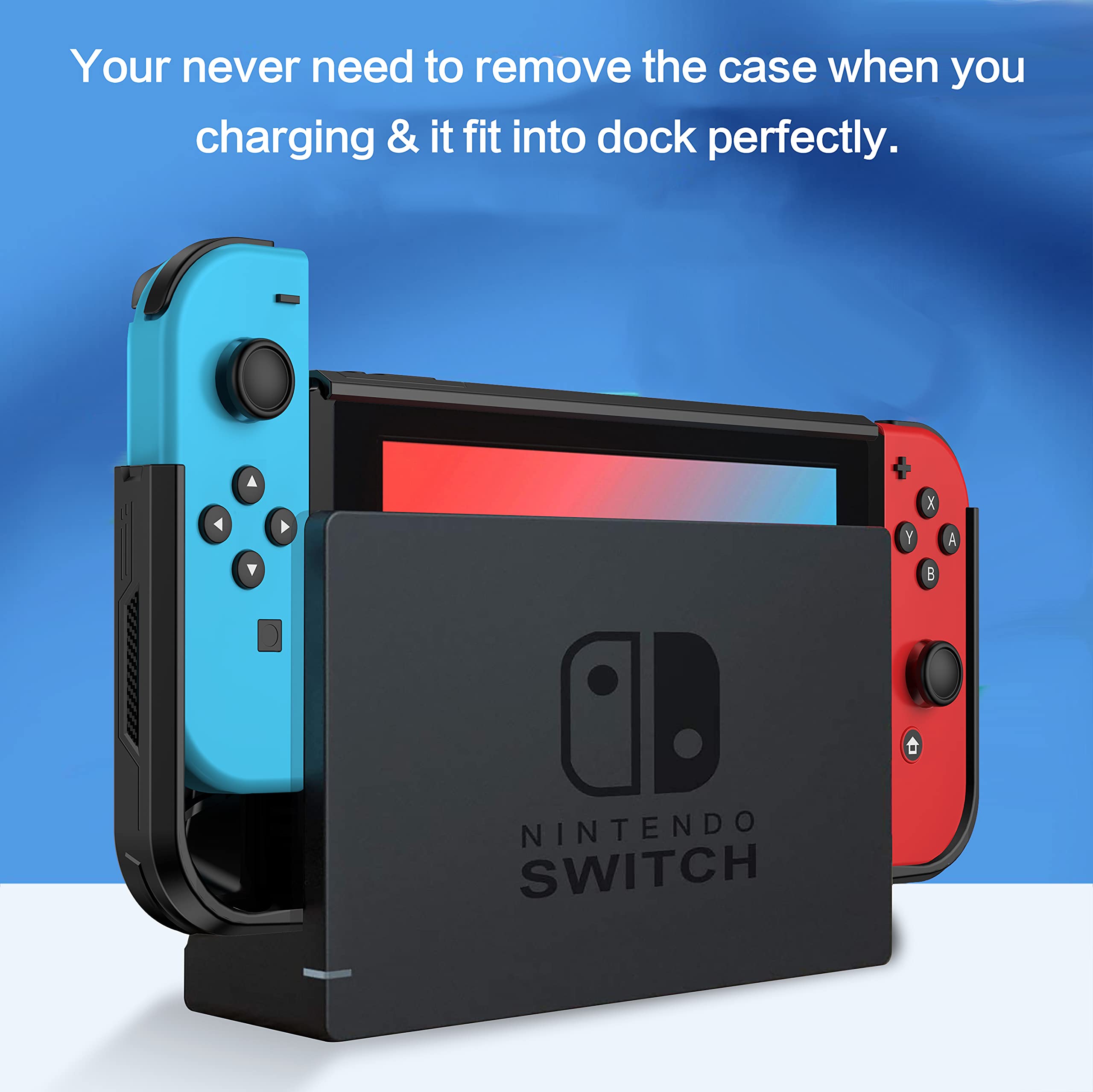Premium Shock-Absorption Dockable Case for Nintendo Switch 2017 & Joy-Con Controllers - Anti-Scratch TPU Protective Cover with Ergonomic Grip (Black) | Perfect for Gaming On-The-Go, Travel Protection & Home Console Use