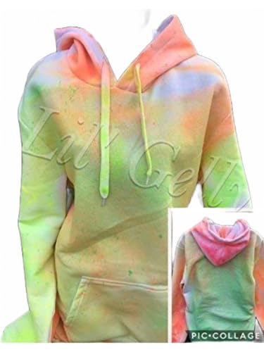 Unisex Tie Dye Hoodie - Lime Green & Neon Orange with Front Pocket | Winter Warm Pullover for Women & Teens | Perfect for Casual Wear, Gifts & Outdoor Activities