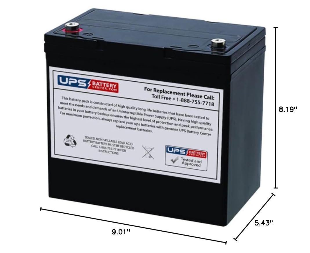 UPSBatteryCenter® 12V 55Ah F11 Compatible Replacement Battery for Solo AGM1265T - High Performance AGM Deep Cycle Battery for Solar Power, RV, Marine & Off-Grid Applications
