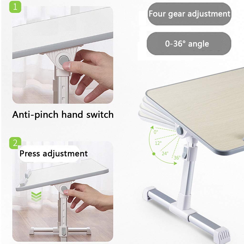 Adjustable Laptop Stand for Bed & Sofa - Foldable Couch Table with Portable Breakfast Tray for Reading, Painting, Office Work - Black (52x30x24.5cm) - Perfect for Home Office, Living Room & Bedroom Use