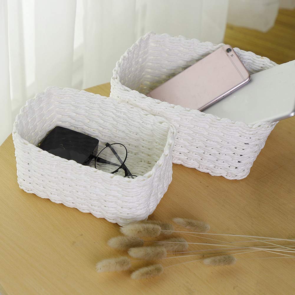 Eco-Friendly Woven Storage Baskets Set of 3 - Recycled Paper Rope Organizer Bin for Cupboard, Closet & Dresser - Perfect for Storing Toys, Blankets & Home Decor (Ideal for Bedroom, Nursery & Living Room Organization)