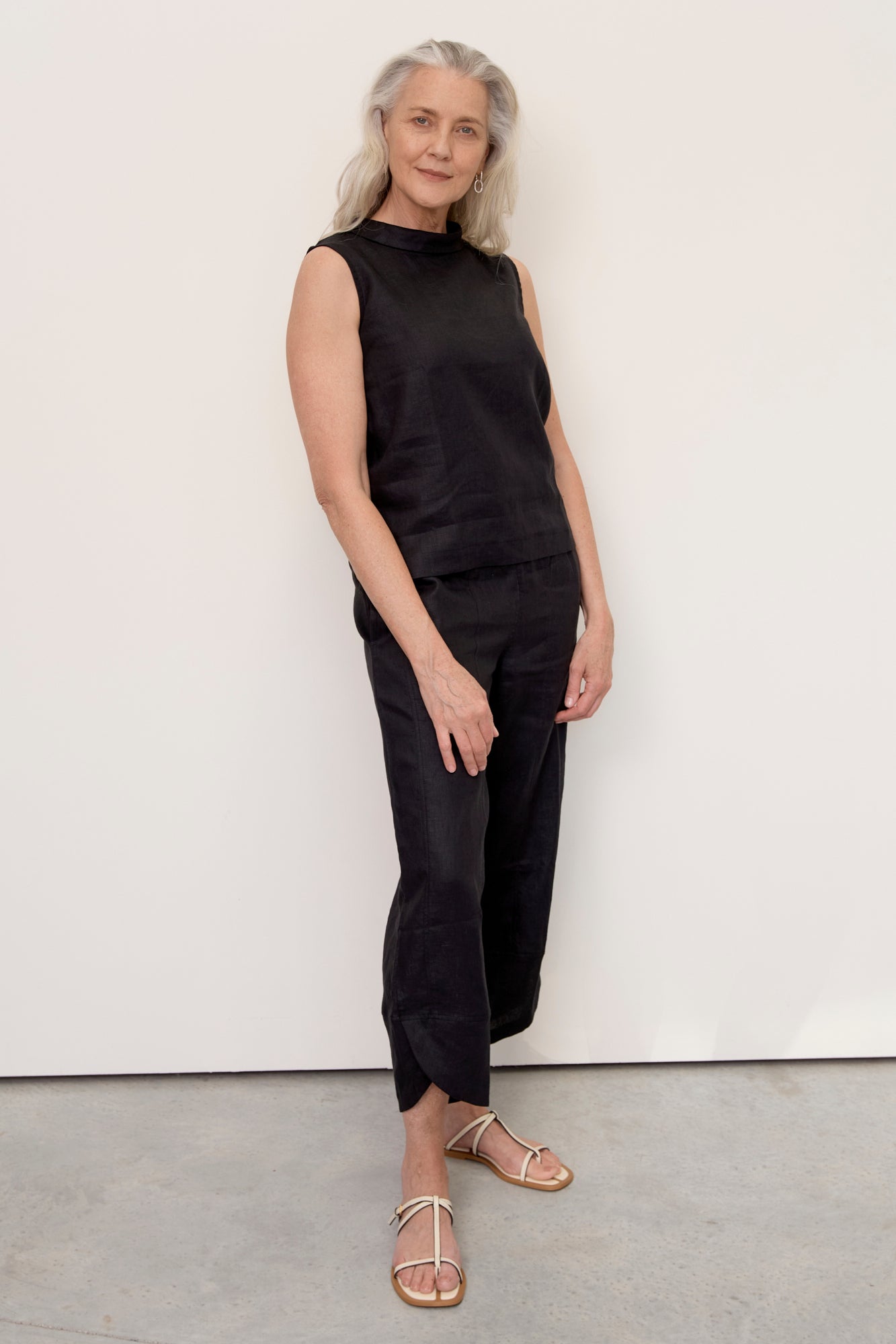 Celine Black Linen Top for Women - Elegant Summer Blouse for Casual Wear, Office & Date Night