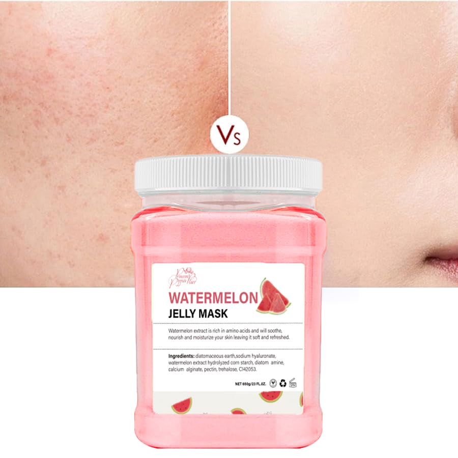 Princess Pippa's Place Watermelon Jelly Mask Powder - Hydrating Peel Off Face Mask for Glowing Skin, Moisturizing & Anti-Aging Treatment (650g/23oz) - Perfect for Spa Nights & Self-Care Routines