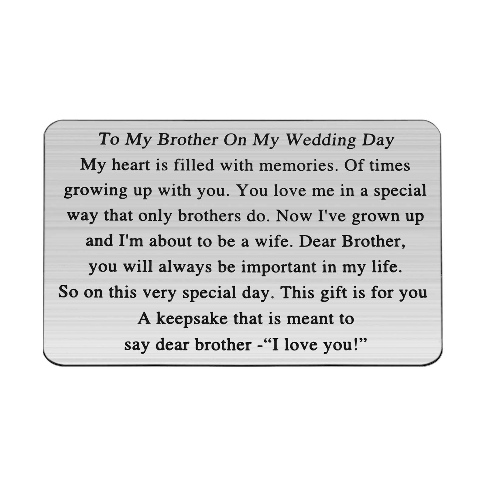 UJIMS Engraved Metal Wallet Insert Card - Thoughtful Gift for Brother, Brother-in-Law & Military Deployment - Personalized Jewelry for Wedding, Birthday & Special Occasions - Perfect for Everyday Use & Keepsake Memories