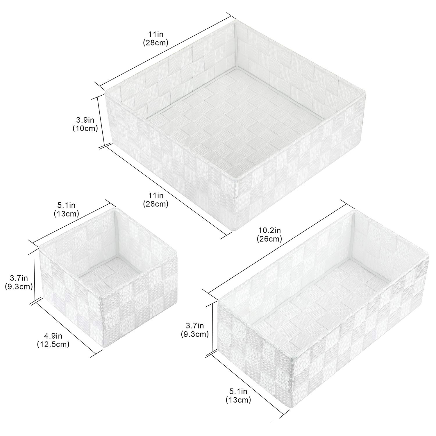 Posprica Woven Storage Box - 6 Pack Fabric Cube Bins with Handles for Closet, Shelf, Dresser Drawer Organizer - Home & Office Organization Solutions (White) - Perfect for Bedroom, Bathroom & Kids Room Storage