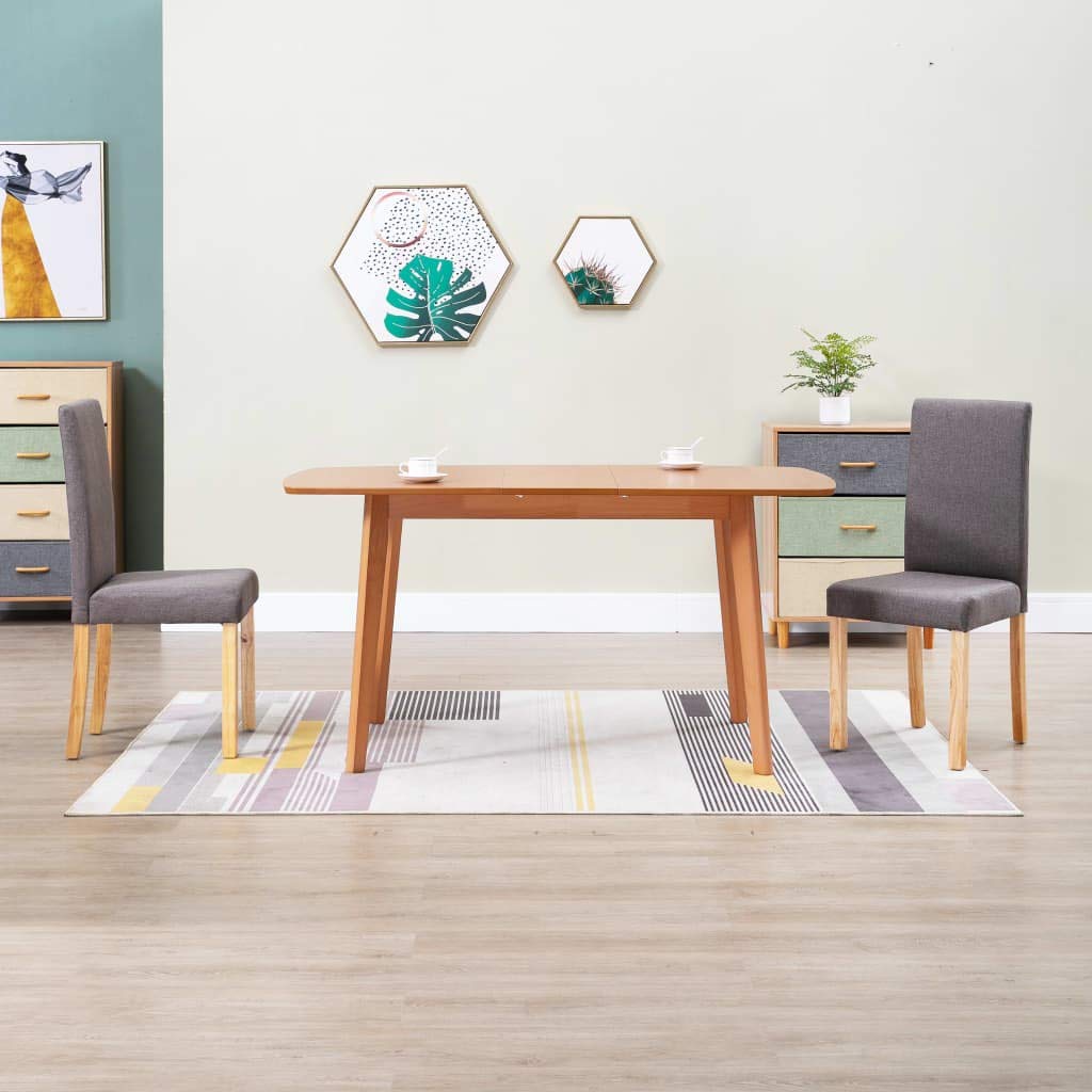 Modern Fabric Dining Chairs Set of 2 with Wood Legs - Taupe Armless Side Chairs for Kitchen, Living Room & Dining Room - 16.5