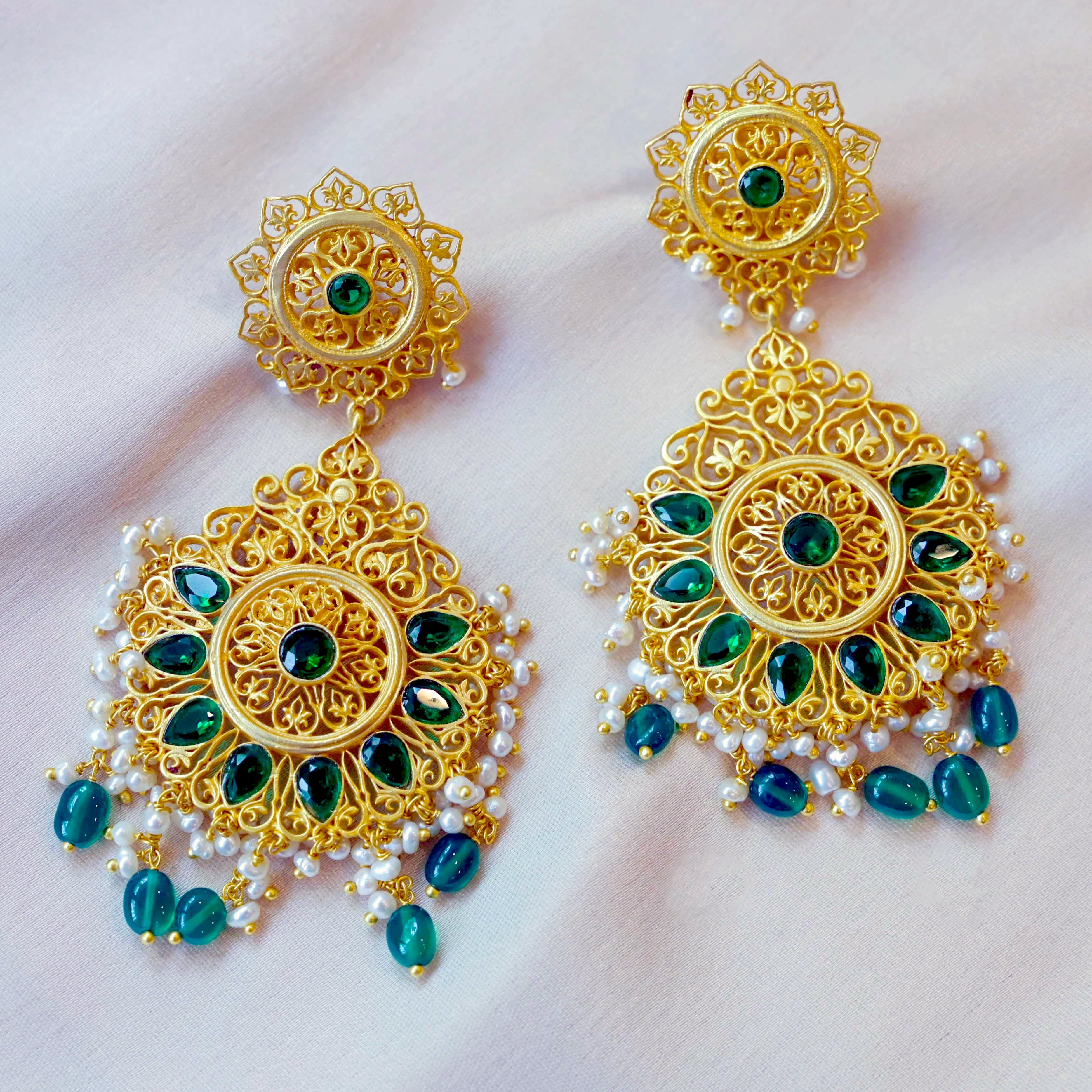 Gul e Bahar Earrings – Elegant Floral Design for Women | Perfect for Weddings, Parties & Special Occasions