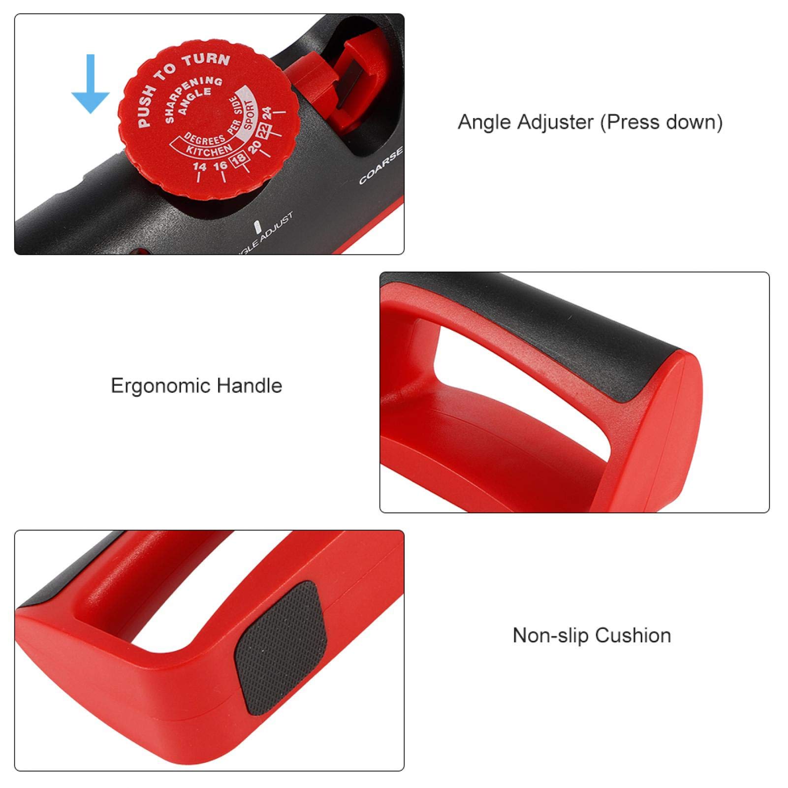 4-in-1 Kitchen Knife Sharpener - Tungsten Steel & Ceramic Manual Blade & Scissor Sharpening Tool for Chef Knives, Pocket Knives, Hunting Knives - Perfect for Home Kitchen, Camping & Outdoor Cooking