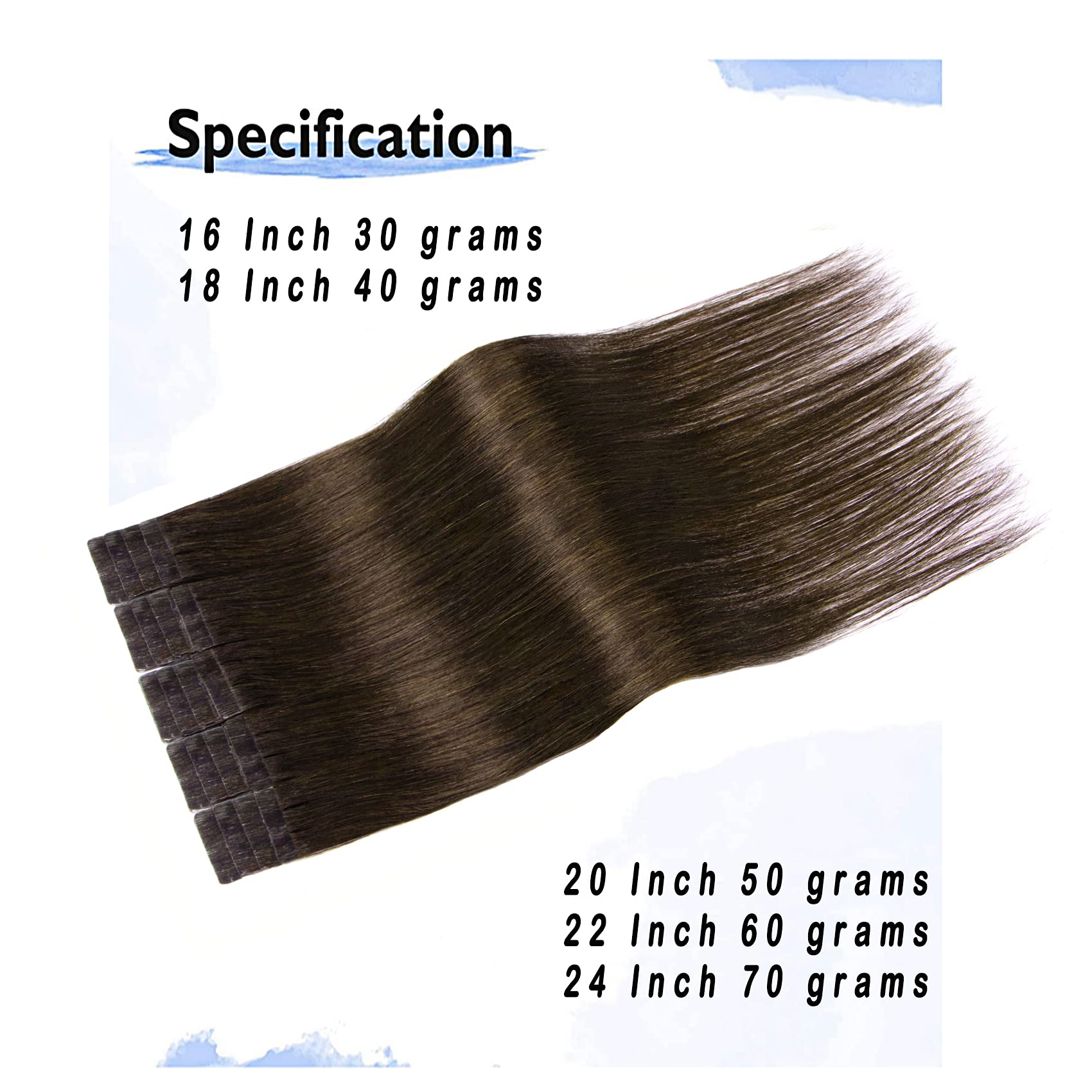 22 Inch Medium Brown Tape-in Hair Extensions - 100% Remy Human Hair, 60g, 20 Pieces, Chocolate Brown - Perfect for Volume, Length & Styling (Weddings, Parties, Daily Wear)