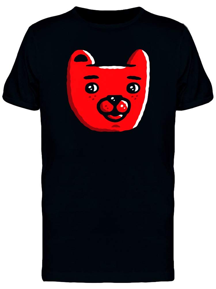 Red Bear Head Cartoon T-Shirt for Men - Casual Graphic Tee for Streetwear, Outings & Everyday Comfort