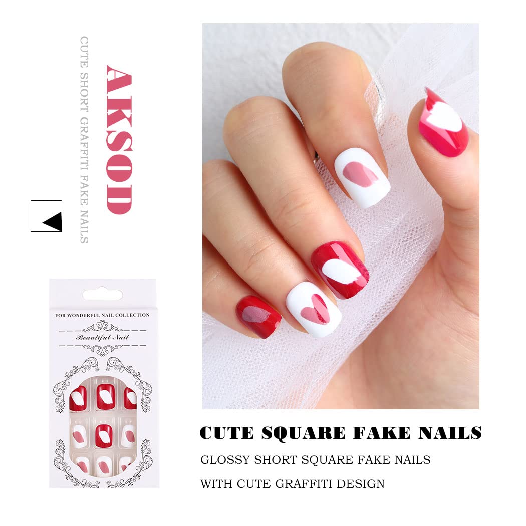24Pcs Glossy Pink Ombre Press on Nails - Short Square Fake Nails with Full Cover Design for Women & Girls | Perfect for Parties, Weddings & Daily Wear (Pink Gradient)
