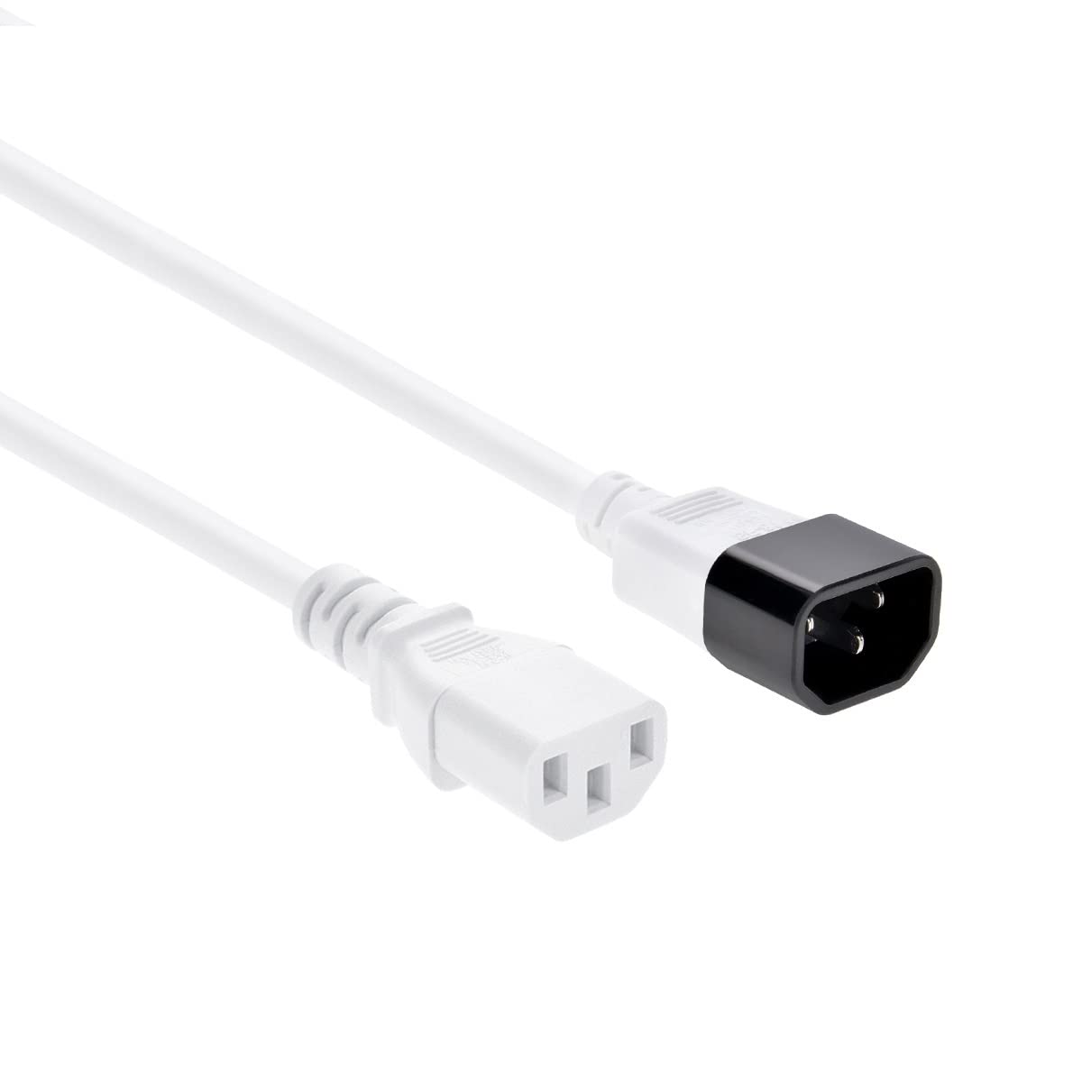 18AWG 3ft Computer Monitor Power Extension Cord C13 to C14 - 10A SVT Power Cable for PDU, Server, PC - 20 Pack White - Perfect for Office, Data Center & Home Workstation Setup