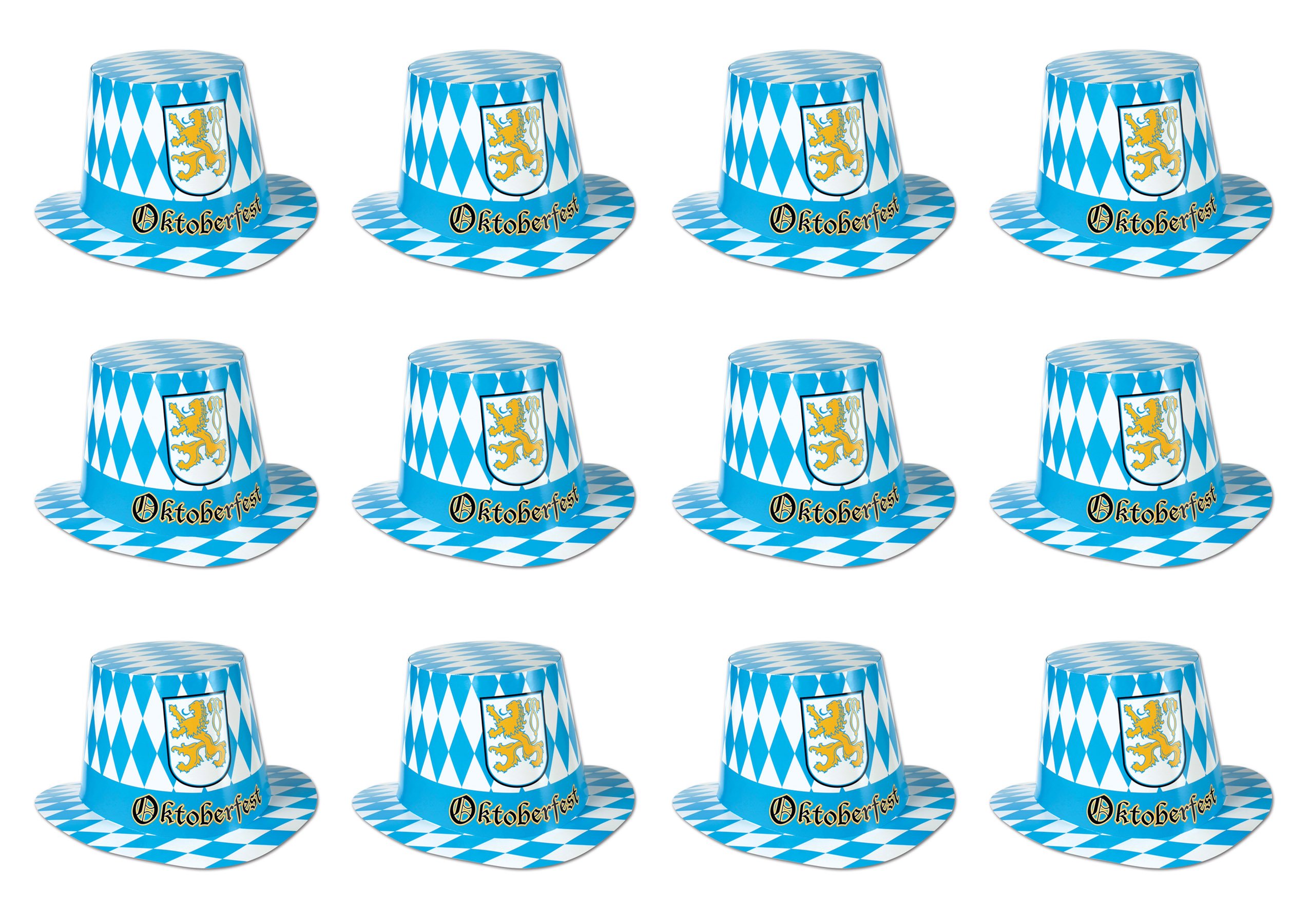 Beistle Oktoberfest 12-Piece Multicolor Hi-Hats - Perfect for German Beer Festival Decorations & Themed Parties