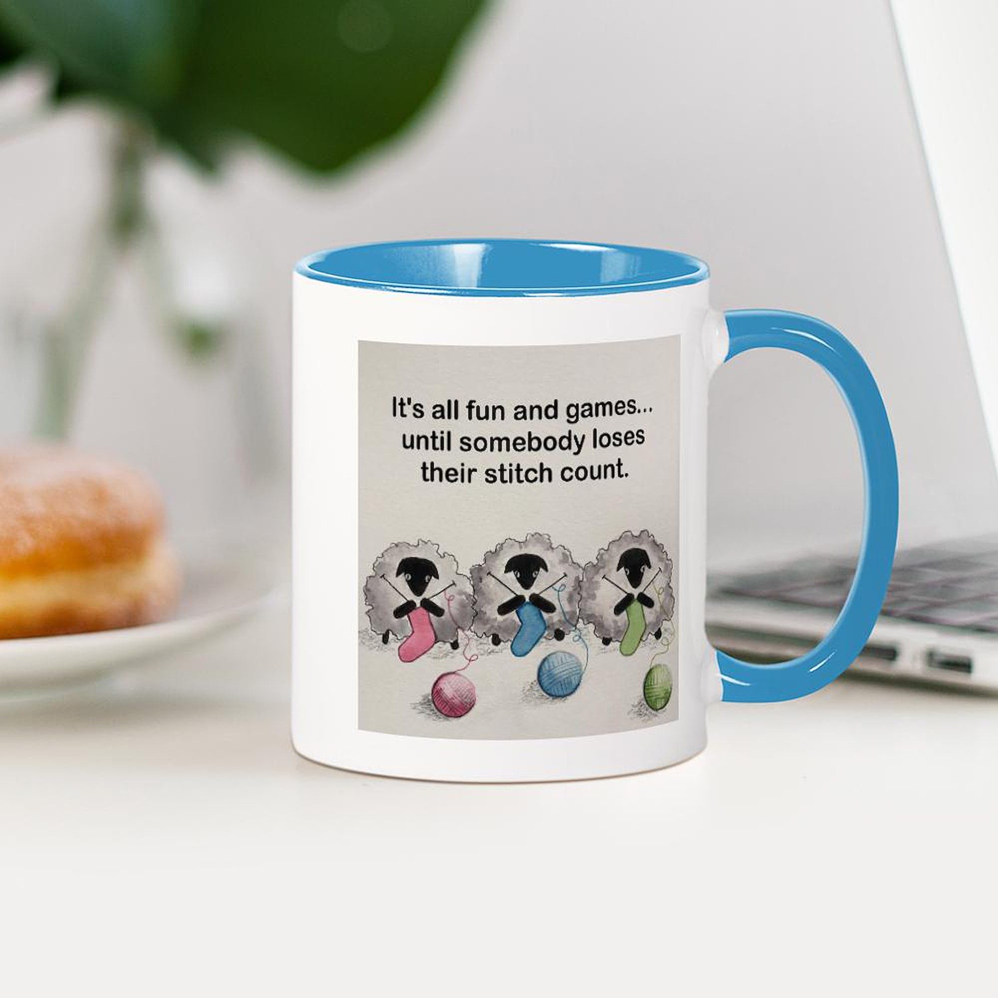 Knitting Sheep Ceramic Coffee Mug 11 oz (325 ml) - Funny Gift for Knitters, Perfect for Tea, Coffee & Hot Drinks at Home or Office