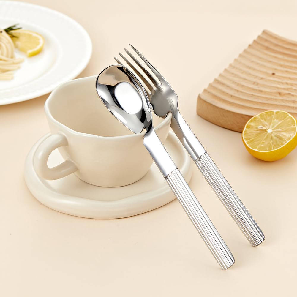 Premium 24-Piece Stainless Steel Flatware Set for 4 - Mirror Polished Silverware Set with Anti-Rust Finish - Elegant Cutlery for Home, Kitchen, Hotel & Restaurant Use - Perfect for Dinner Parties, Weddings & Everyday Dining