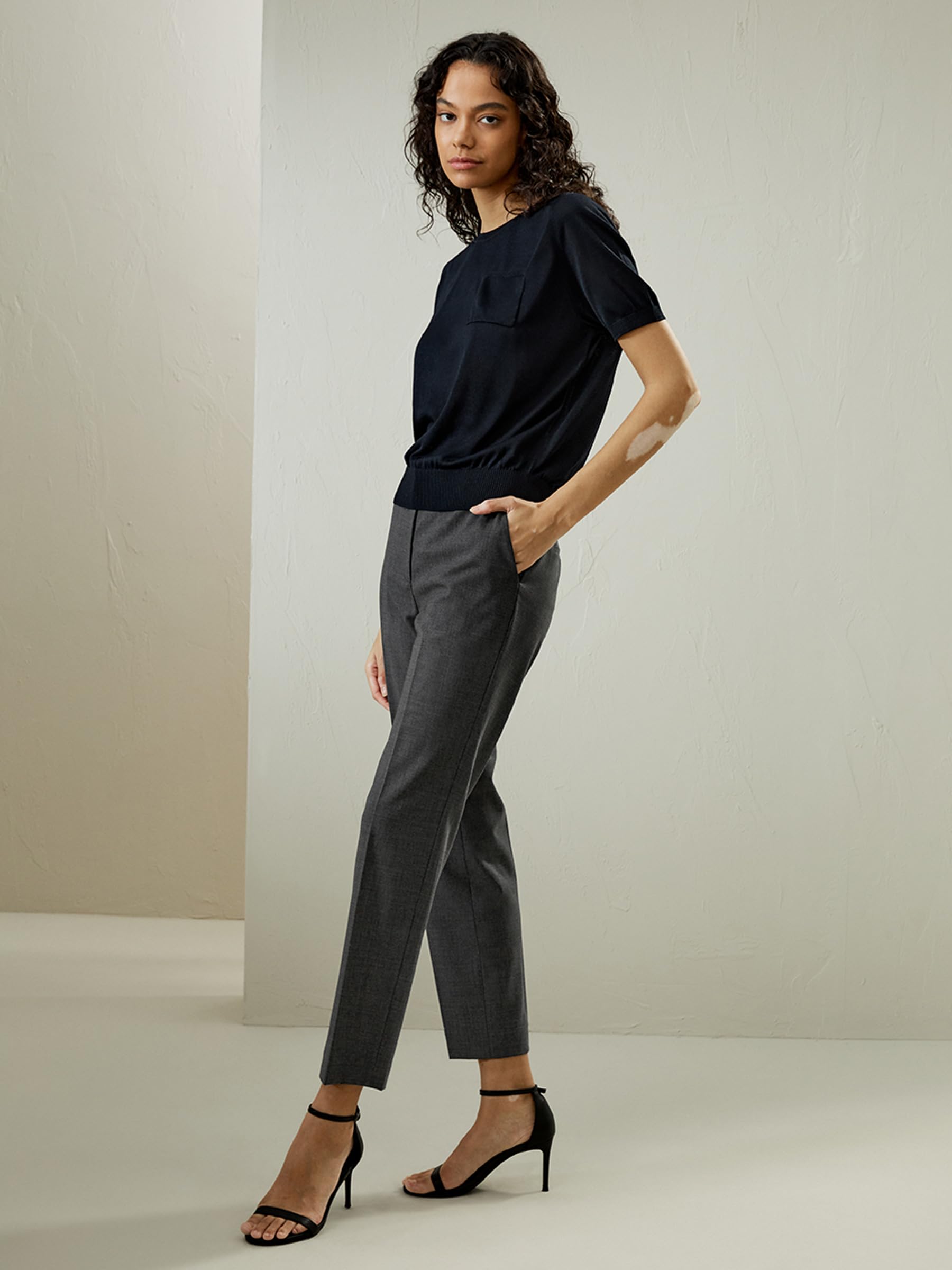LilySilk Women's 100% Merino Wool Stretch Slim Fit Suit Pants - Luxury Office Work Business Trousers for Professional Women | Perfect for Business Meetings, Office Wear & Formal Occasions
