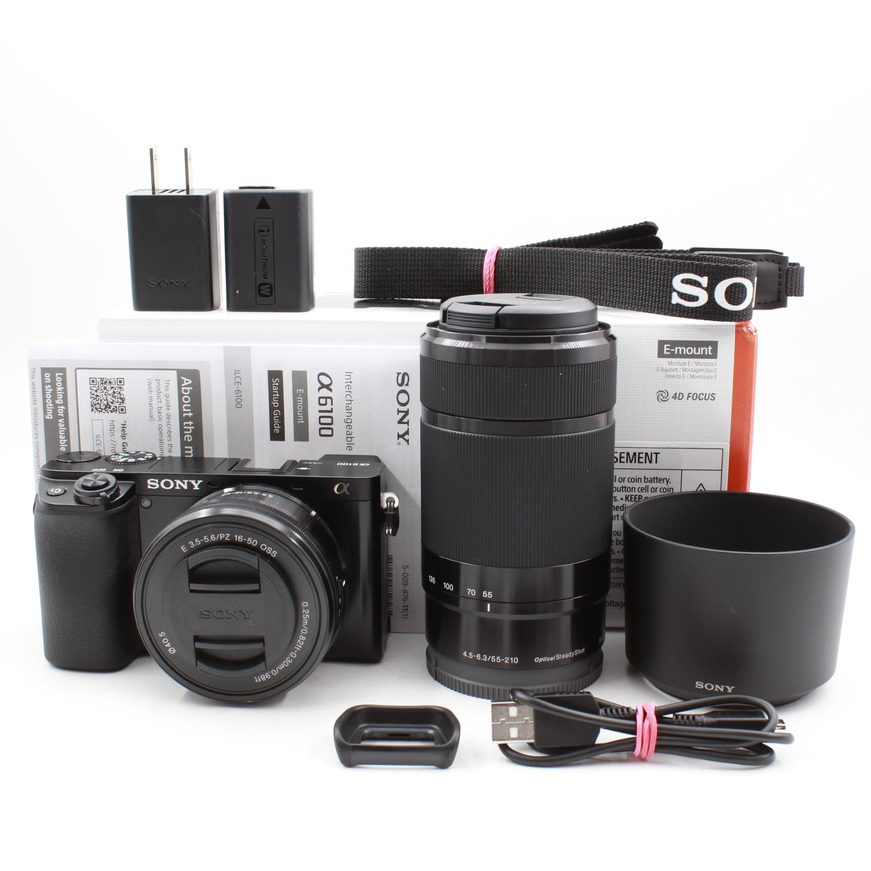 Open Box Excellent Condition Sony Alpha a6100 Mirrorless Digital Camera with 16-50mm & 55-210mm Lenses Kit (Discontinued Model) - Perfect for Travel Photography, Vlogging & Street Shooting