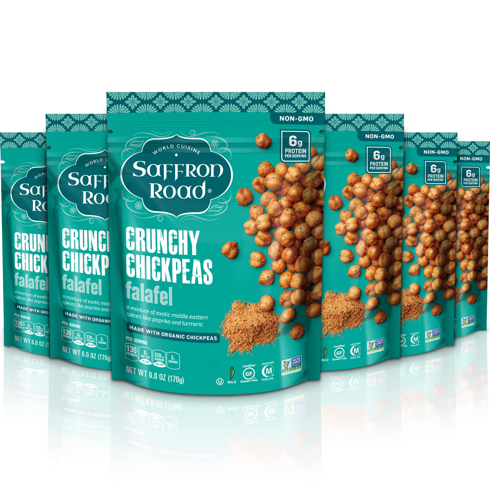 Organic Crunchy Chickpea Snacks - Gluten Free, Non-GMO, Kosher, Vegan | Falafel Flavor | 6 oz (6 Pack) | Healthy On-the-Go Snack for Work, School & Travel
