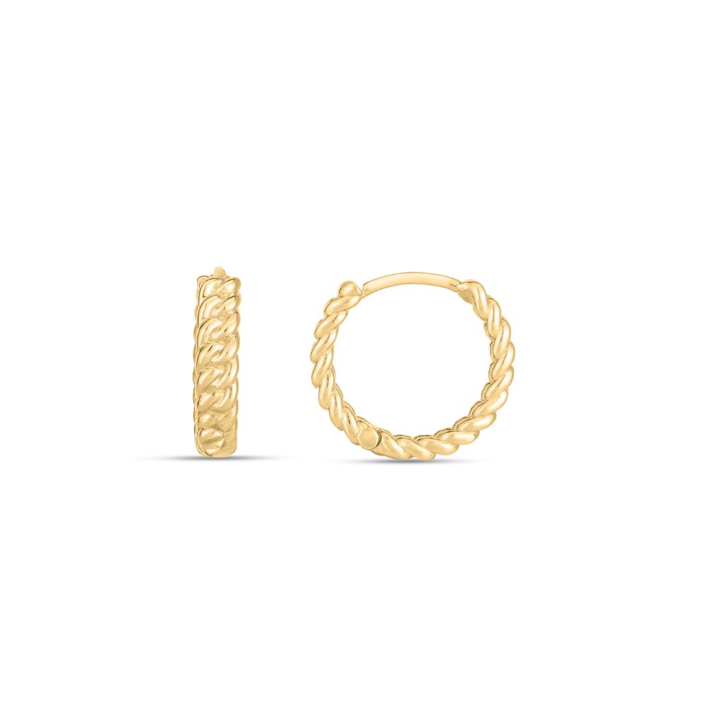 14K Gold Braided Huggie Hoop Earrings for Women - Minimalist Everyday Jewelry for Work, Date Night & Special Occasions