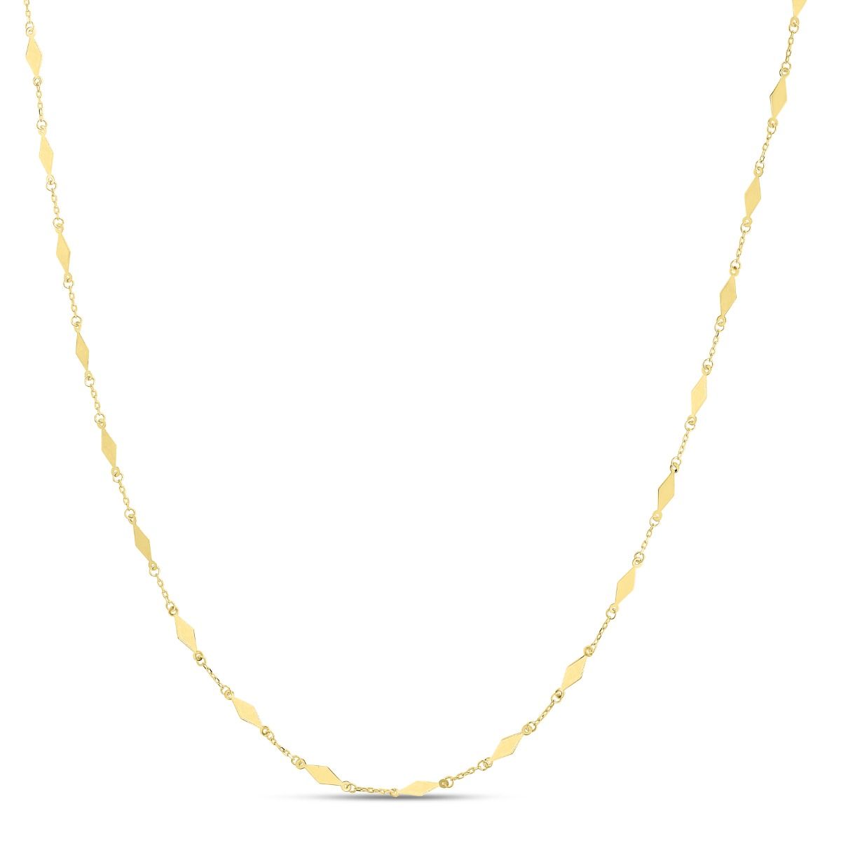 14K Yellow Gold Diamond-Shaped Mirror Pendant Necklace for Women - Elegant Jewelry Gift for Birthday, Anniversary & Special Occasions