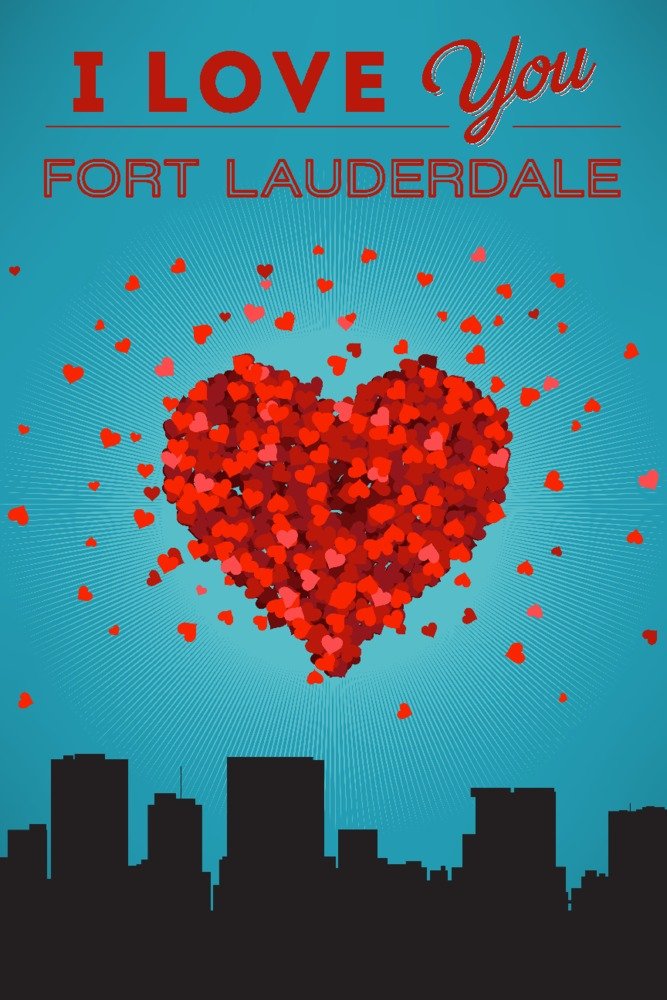 Signed 'I Love You Fort Lauderdale Florida' Art Print - 24x36 Wall Decor Poster for Home & Office - Perfect for Beach House, Living Room, or Gift