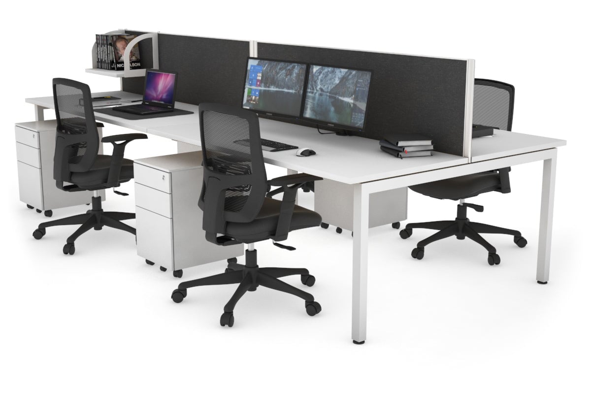 Quadro Square Legs 4-Person Office Workstation Desk - 1200L x 700W - Modern Office Furniture for Collaborative Workspaces & Team Meetings