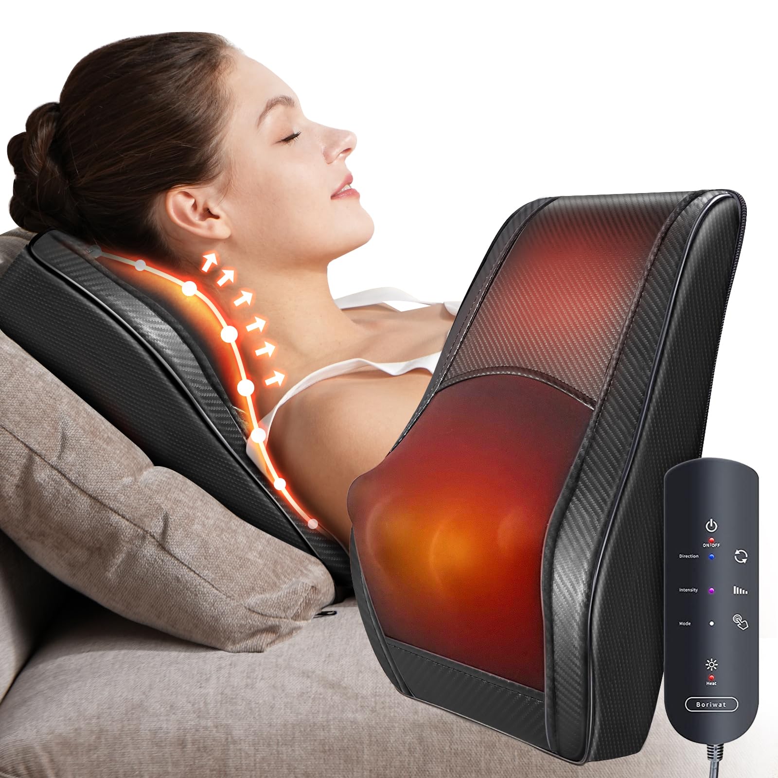 Heated Shiatsu Back and Neck Massager - 3D Kneading Deep Tissue Massage Pillow for Neck, Back, Shoulder Pain Relief - Perfect Gift for Mom, Dad, Women & Men - Ideal for Home, Office, and Travel Use