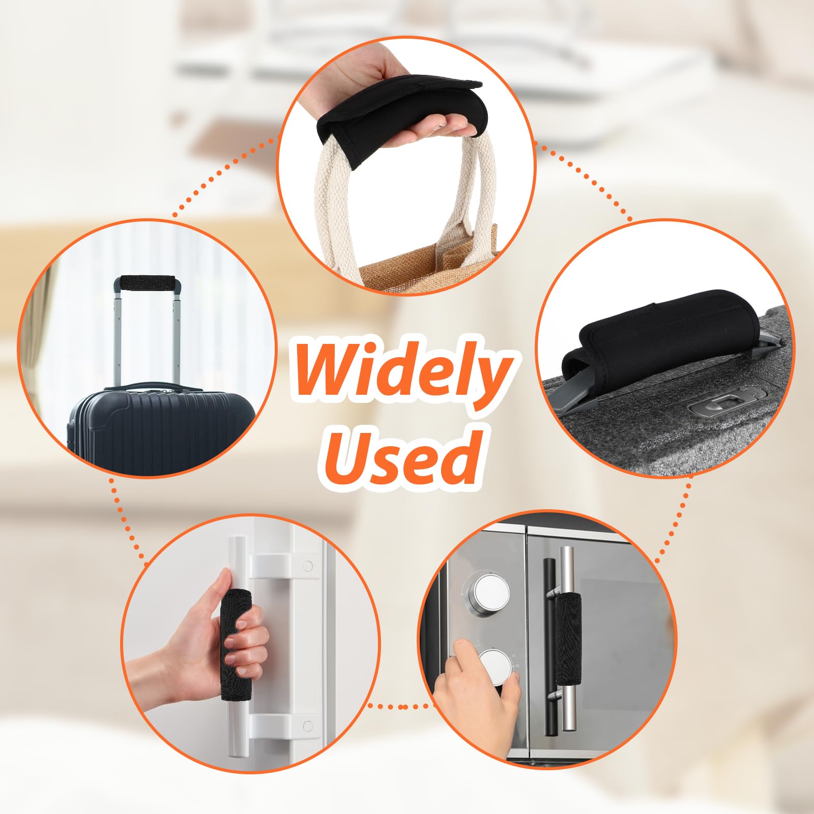 2-Pack Neoprene Luggage Handle Wraps - Soft Black Suitcase Grip Covers for Travel Comfort & Easy Identification (Perfect for Airports, Business Trips & Vacations)