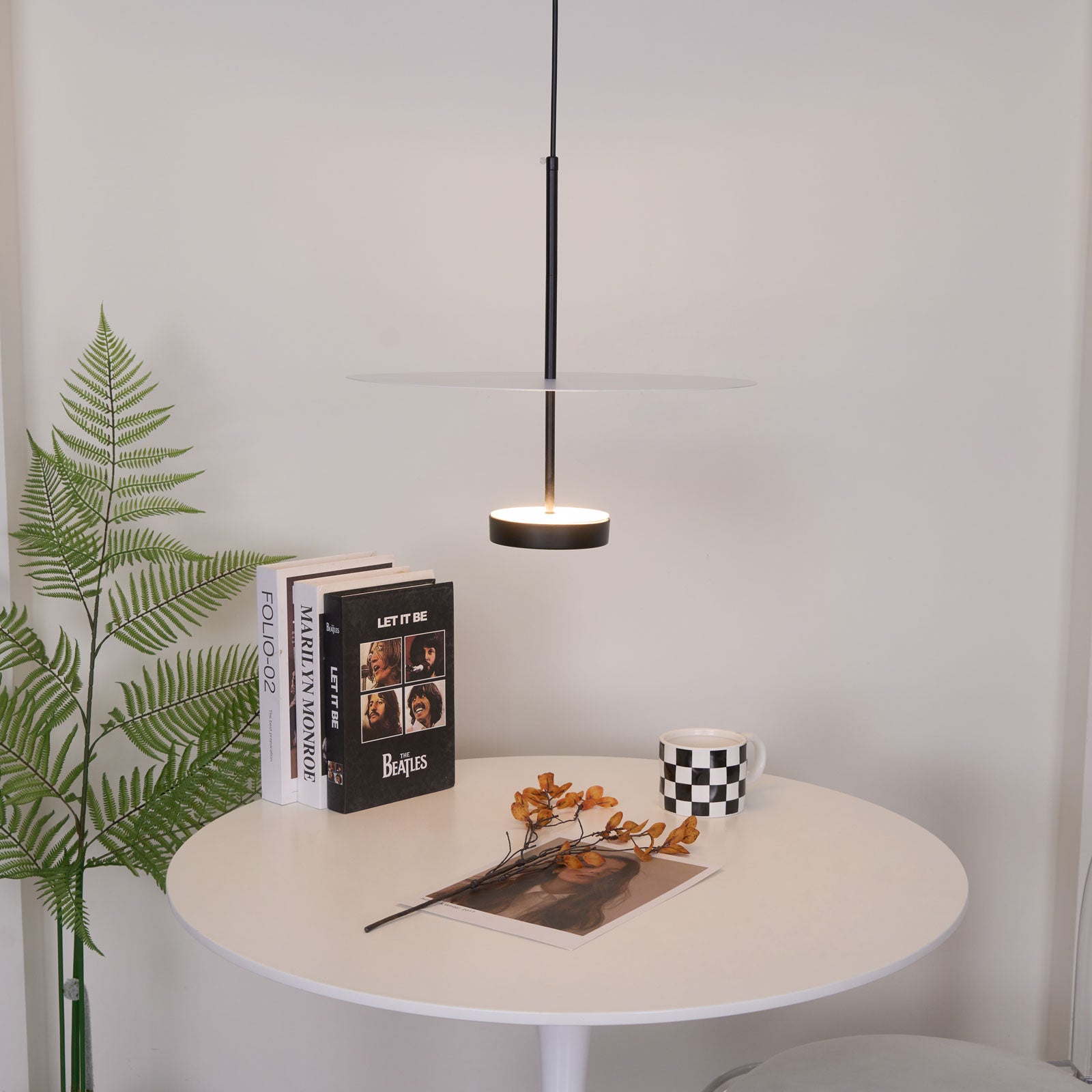 Modern Flat Pendant Light Fixture - Sleek Minimalist Ceiling Lamp for Kitchen Island, Dining Room & Bedroom Lighting - Energy Efficient LED Hanging Light with Adjustable Cord