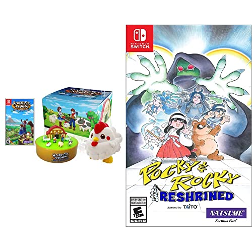 Harvest Moon: One World Collector's Edition & Pocky & Rocky Reshrined - Nintendo Switch Games Bundle | Perfect for Family Game Night & Retro Gaming Enthusiasts