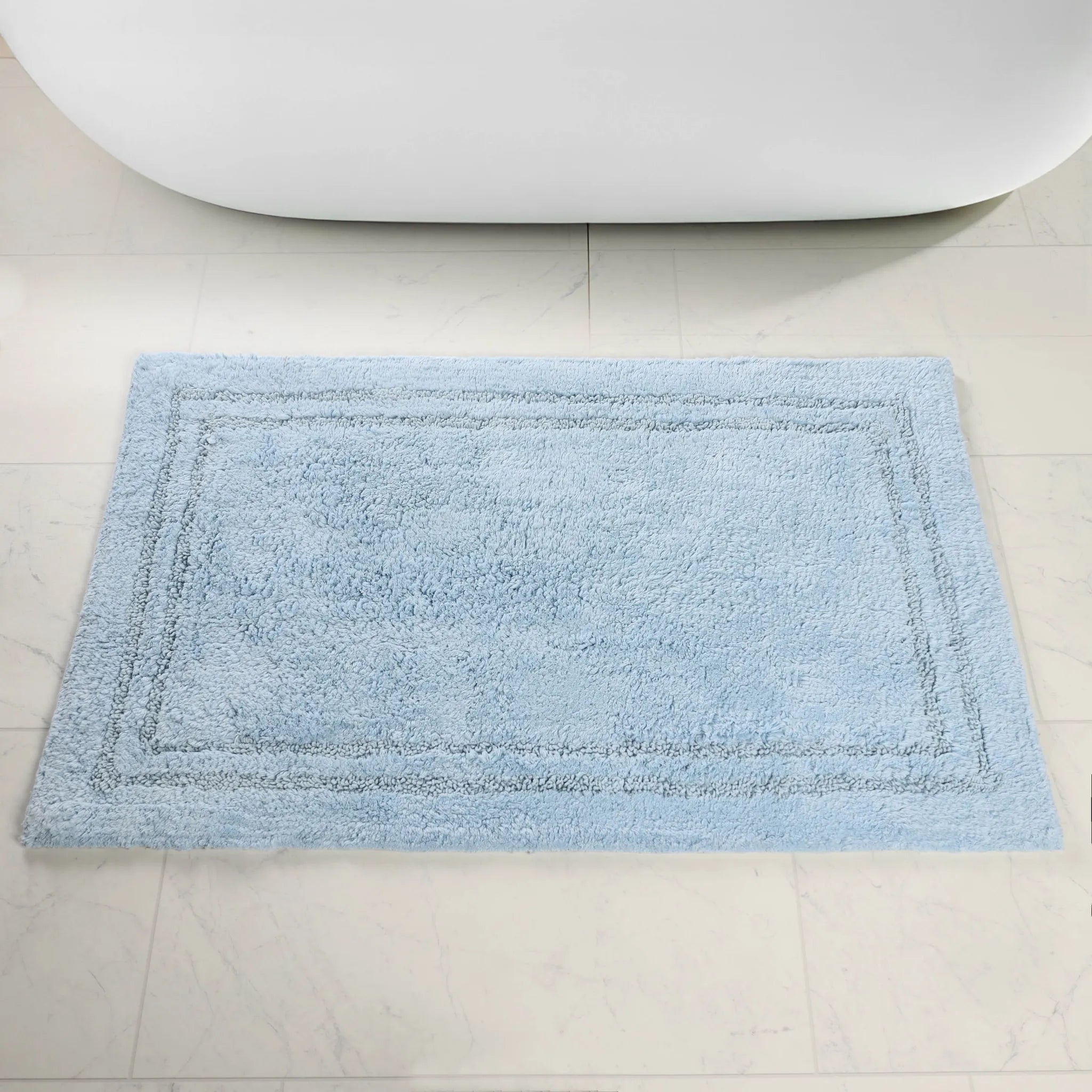 Non-Slip Cotton Bathroom Rug Set - 2 Piece Washable Absorbent Bath Mat with Anti-Skid Backing for Bathroom, Shower & Vanity Area