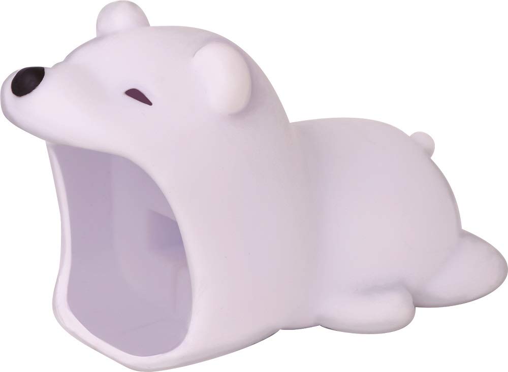 Polar Bear USB Cable Bite Protector - Cute Adorable Cable Saver for iPhone Lightning & Power Adapters - Perfect for Home, Office & Travel Use