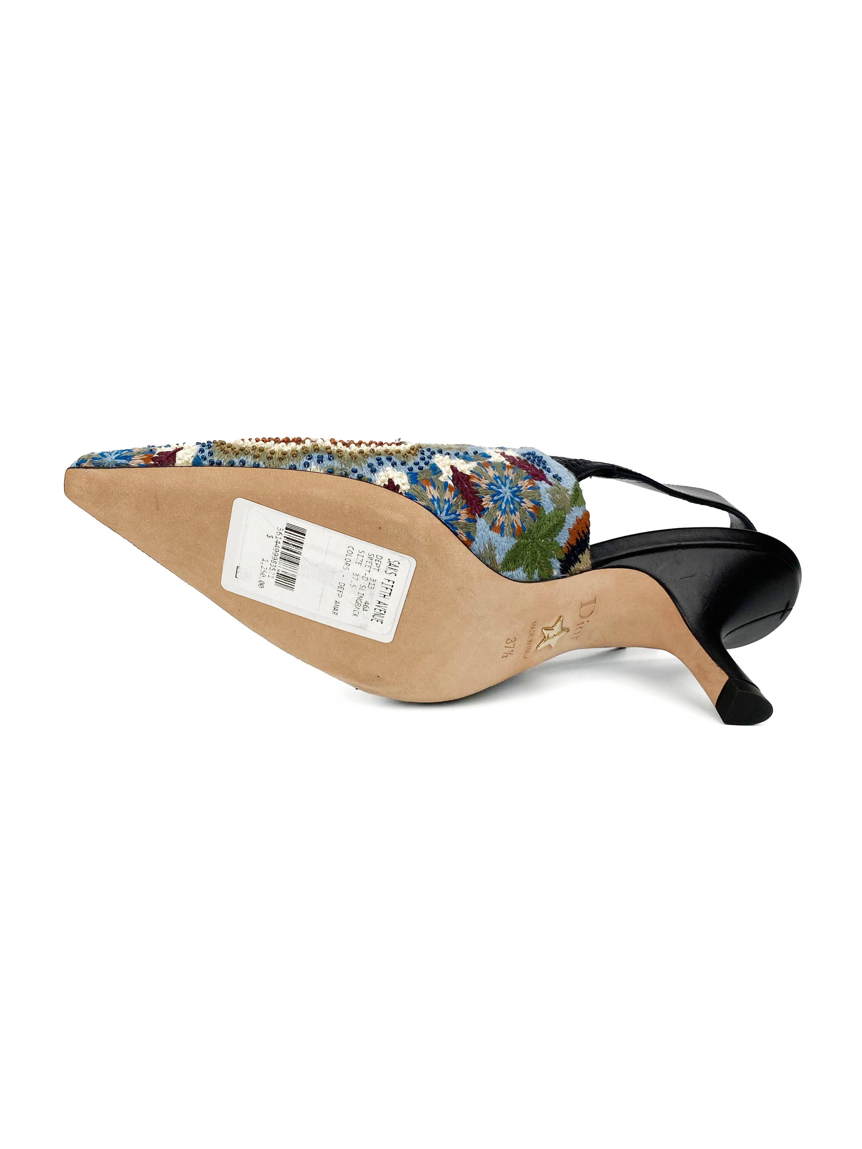 Dior Sweet D Kaleidoscope Slingback Heels - Women's Size 37.5 (US 7.5) | Luxury Designer High Heel Sandals for Parties, Weddings & Special Occasions