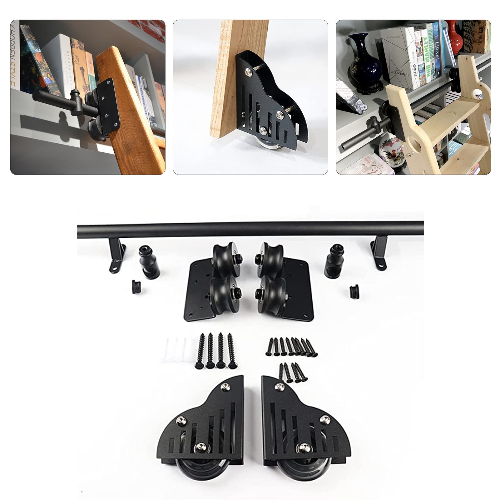 3.3ft to 20ft Rolling Ladder Hardware Kit - Sliding Library Ladder Rail System (Ladder Not Included) - Perfect for Home Libraries, Lofts, and Warehouse Storage Access