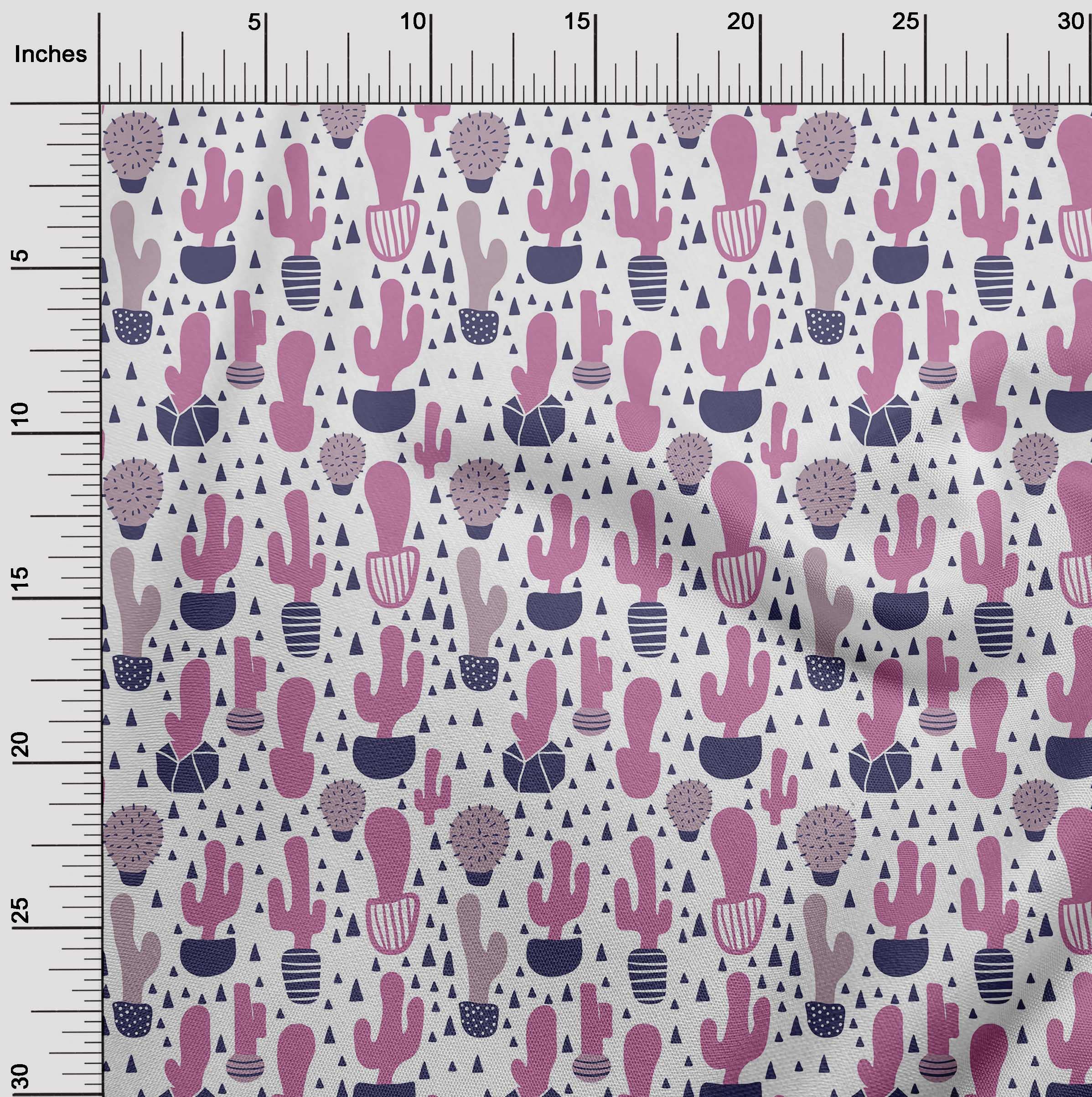 oneOone 60 Inch Wide Viscose Jersey Pink Cactus Print Fabric by The Yard - Soft Dress Material for DIY Summer Dresses, Skirts & Boho Fashion Projects