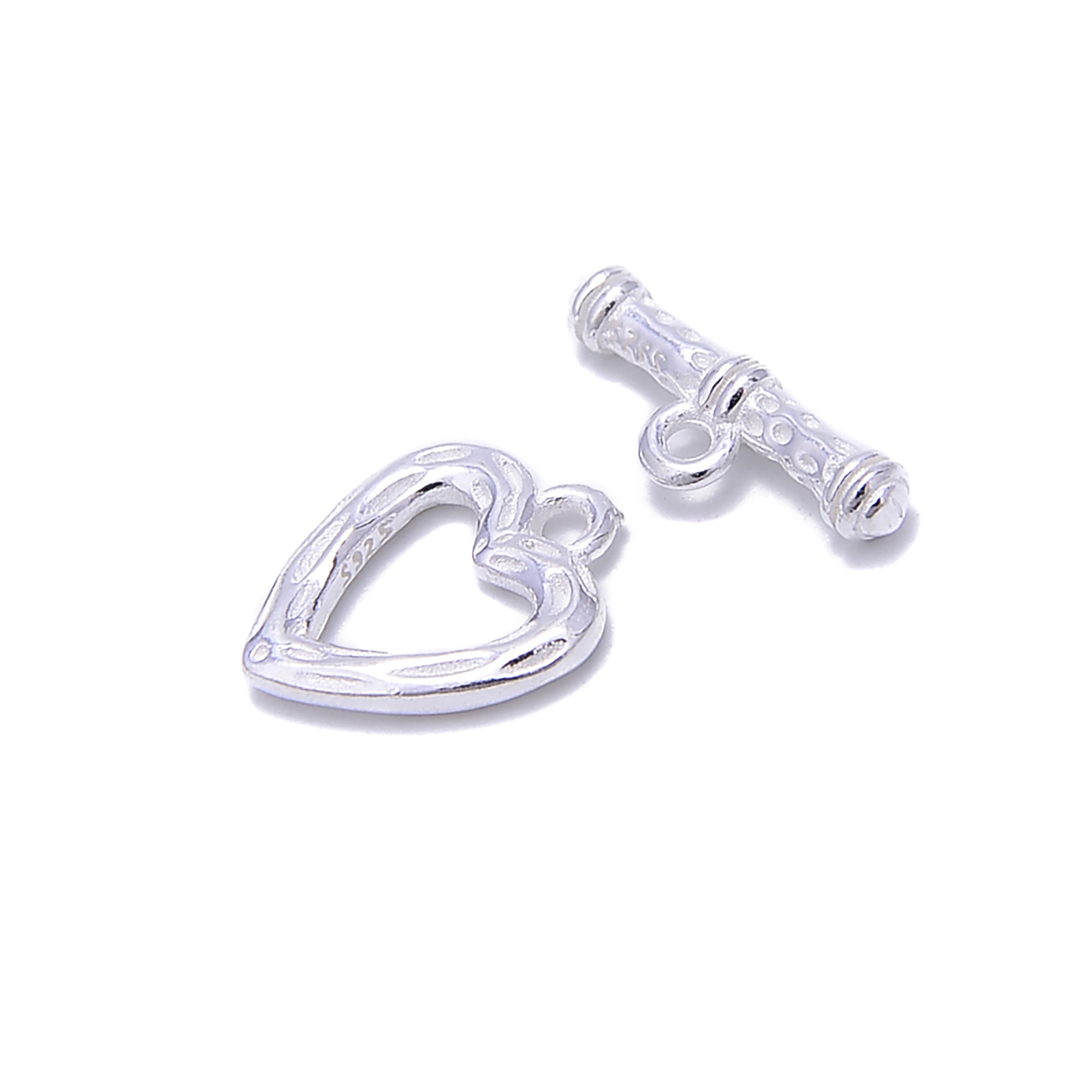925 Sterling Silver Heart & T Clasp Charms - 10x14mm (2 Sets/Bag) - Perfect for Jewelry Making, DIY Bracelets, Necklaces & Gift Crafting