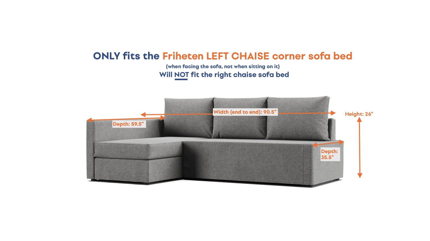Custom Friheten Sofa Bed Slipcover - Replacement Cover for IKEA Friheten Sleeper Couch (Left Section, Ivory) | Durable Stretch Fabric for Home & Office Use