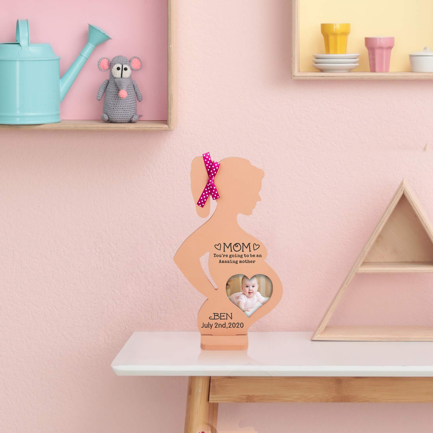 Personalized Ultrasound Picture Frame - Custom Newborn Baby Shower Gift for Expecting Parents - Wooden Sonogram Photo Keepsake for New Moms - Perfect for Maternity Announcements, Nursery Decor & Pregnancy Memory Preservation