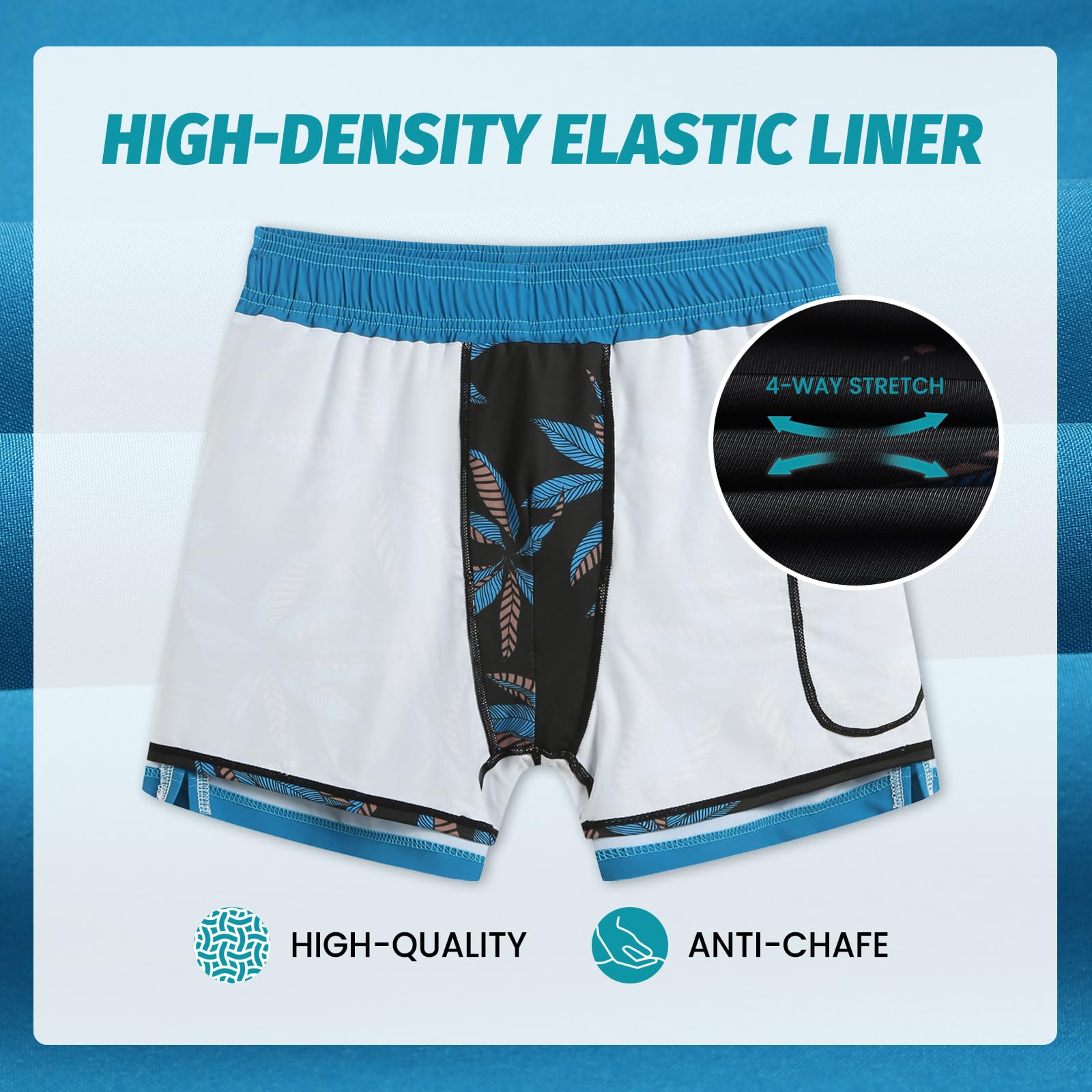 Men's Quick Dry Swim Trunks with Compression Liner - 5