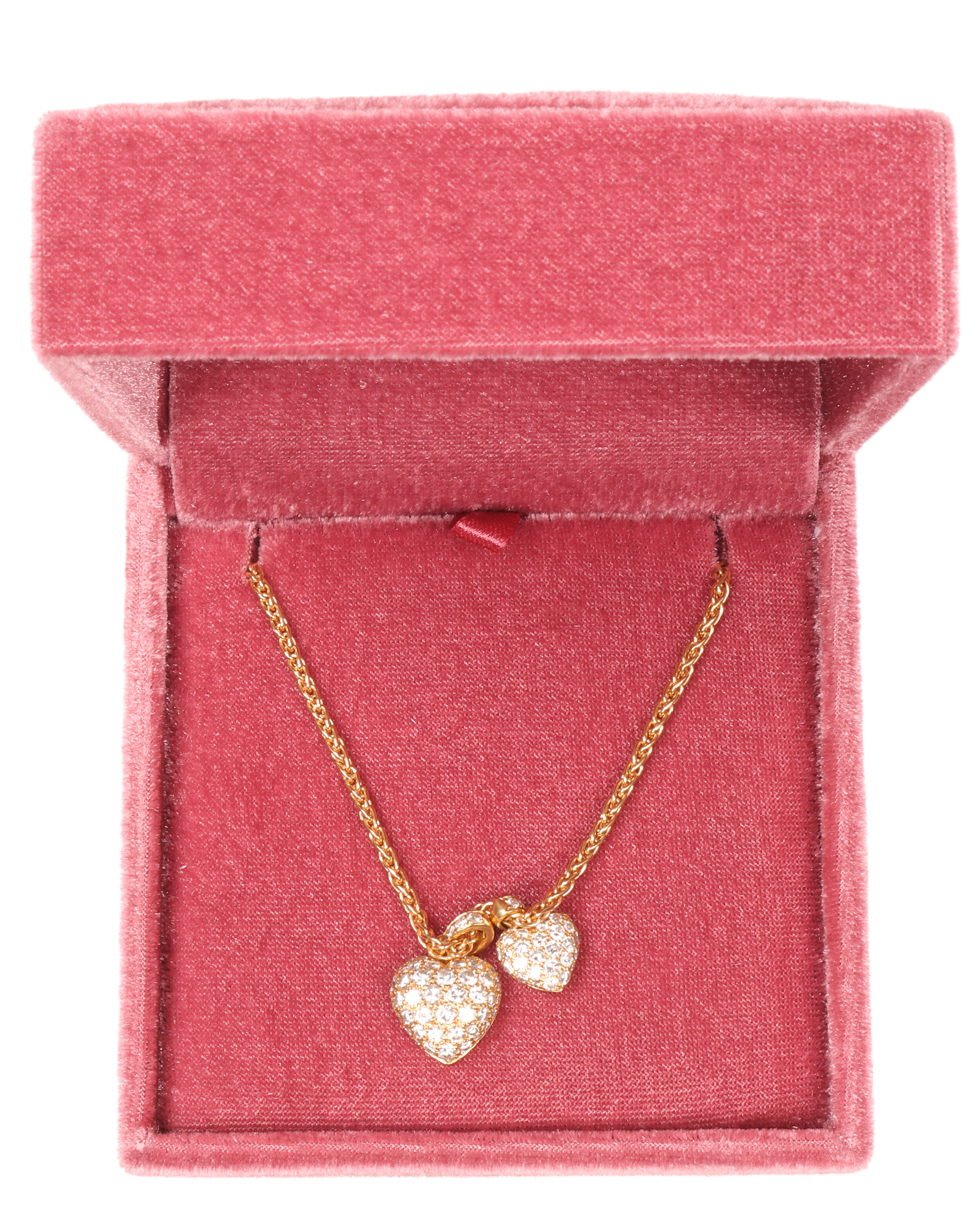18K Gold Double Heart Diamond Necklace for Women - Elegant Valentine's Day Gift, Anniversary Jewelry, Romantic Proposal Present