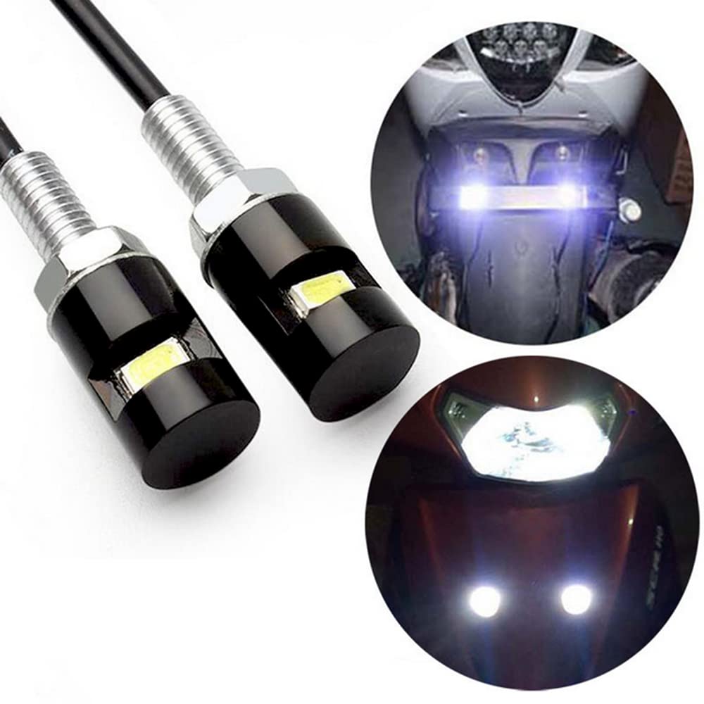 2PCS 12V Waterproof LED License Plate Lights for Car, Motorcycle, Truck, RV, ATV - Durable Screw Bolt Mounting for Night Driving & Vehicle Safety
