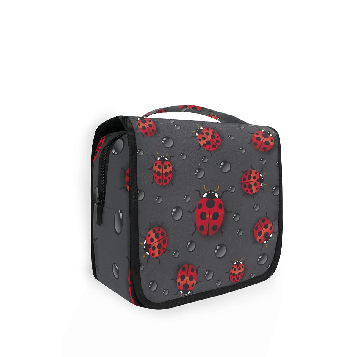Portable Hanging Toiletry Bag with Cute Ladybug Pattern - Travel Cosmetic Organizer for Makeup & Toiletries - Perfect for Bathroom, Shower & On-the-Go Use - Great Gift for Women & Men