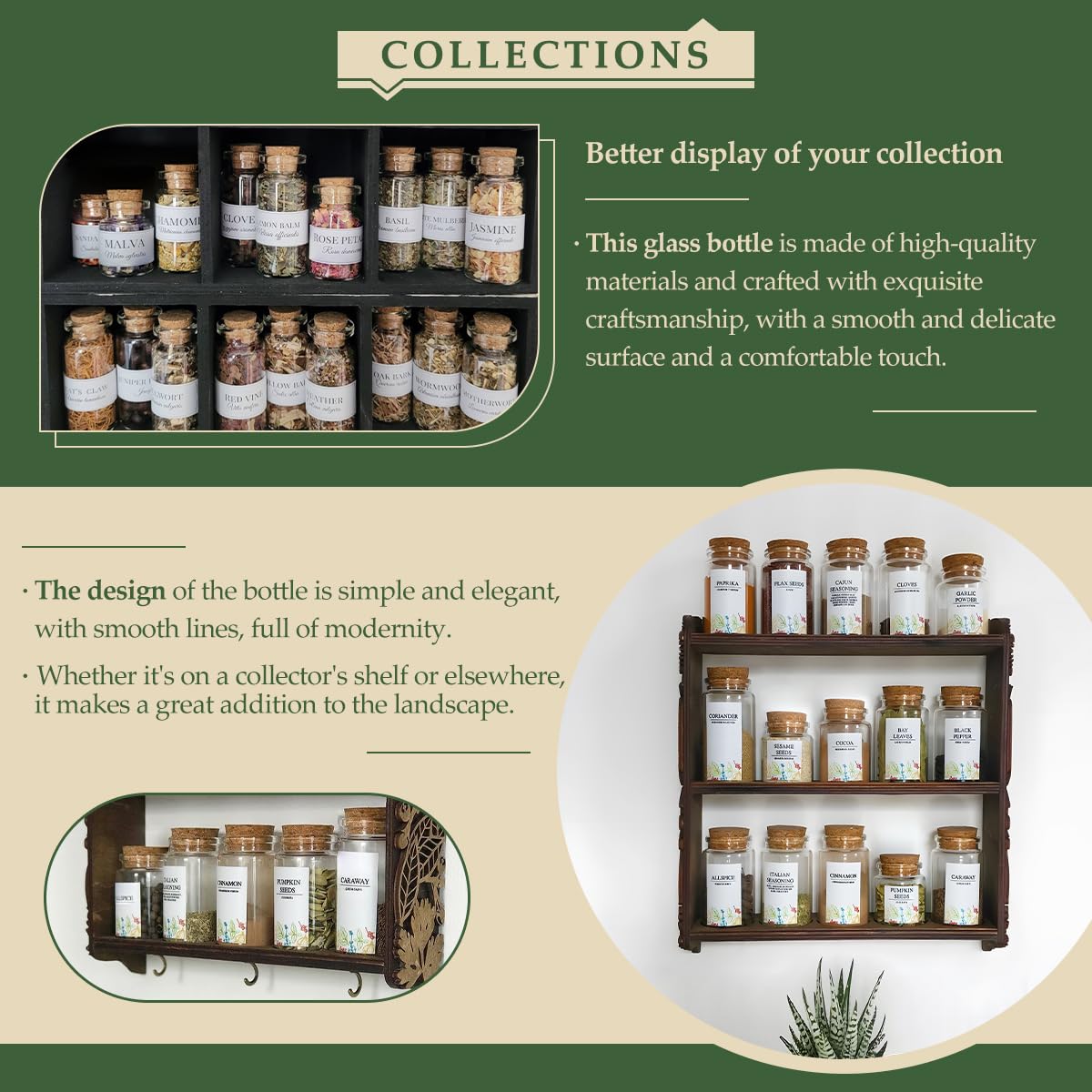 55pcs 40ml (1.18 oz) Glass Essential Oil Bottles with Cork Stoppers - 1.18x3.15 Inch Small Glass Containers for Aromatherapy, DIY Perfume & Liquid Storage