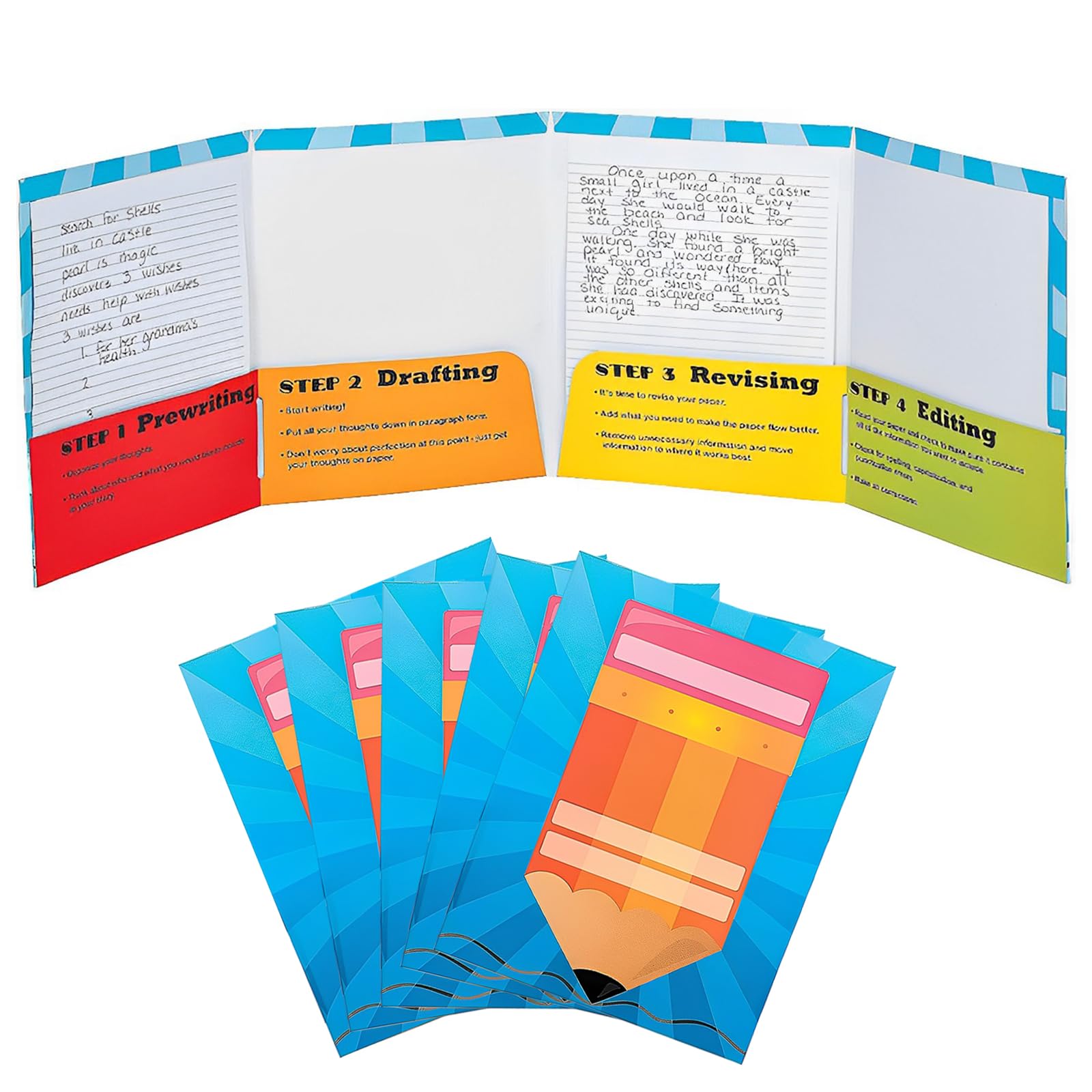 Fun Express Bulk Writing Folders with Pockets - 12-Pack Contemporary ELA Classroom Supplies for Teachers & Students | Perfect for Language Arts Lessons, Homework Organization & School Projects