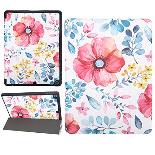 Floral White Slim Protective iPad Case for 9th/8th/7th Gen iPad 10.2