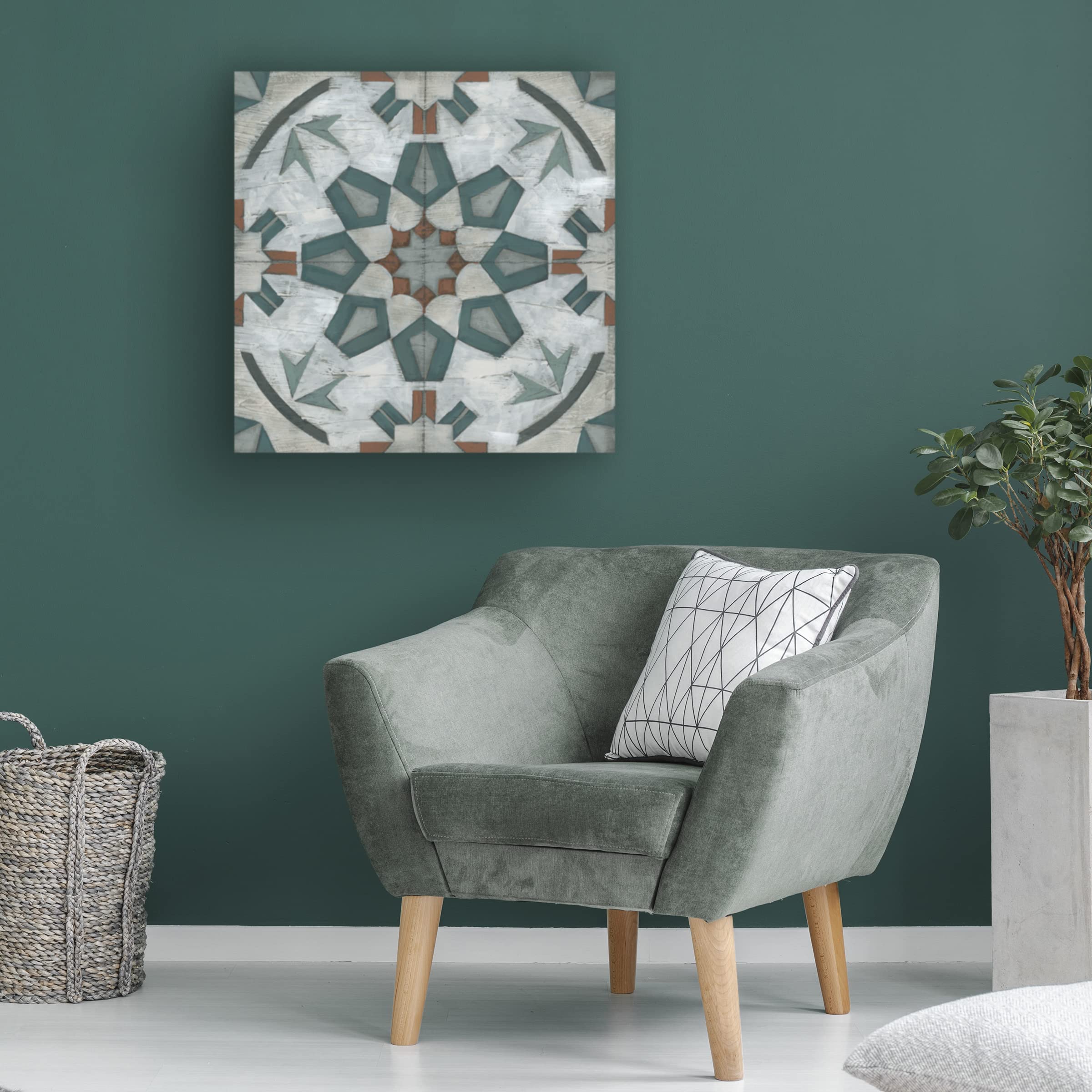Trademark Fine Art 'Verdigris Tile I' Canvas Wall Art by June Erica Vess - 35x35 Inches, Modern Home Decor for Living Room, Bedroom & Office