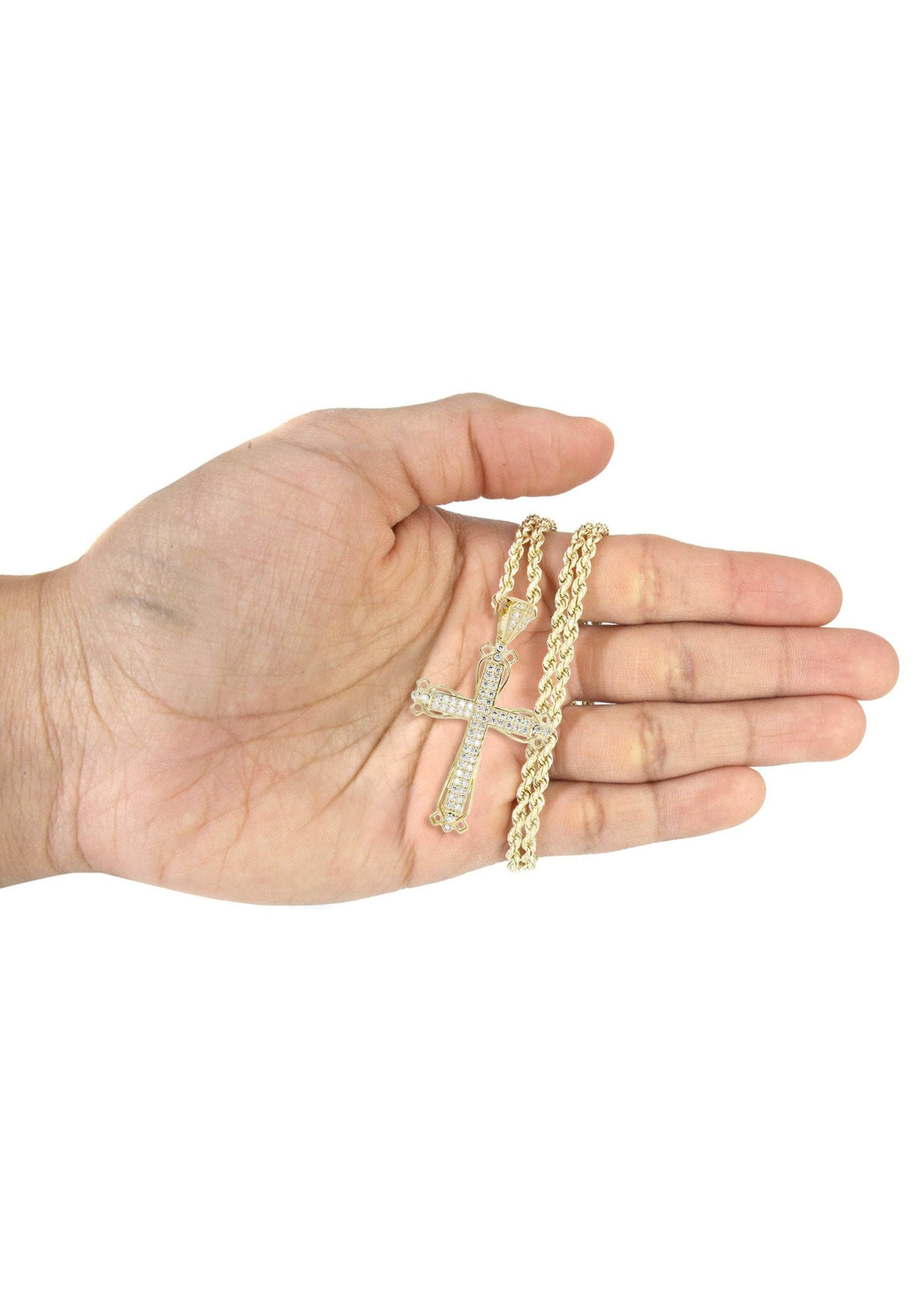 10K Yellow Gold Cross Necklace for Women & Men - 14.3 Grams Solid Gold Religious Jewelry - Perfect for Baptism, First Communion, Confirmation & Everyday Wear