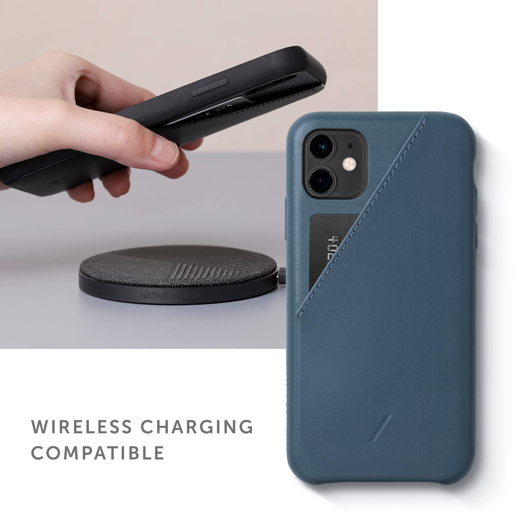 Native Union Bundle: Tempered Glass Screen Protector & Clic Card Case for iPhone 11 Pro/XS/X - Indigo Blue | Scratch Protection & Wallet Functionality for Everyday Use