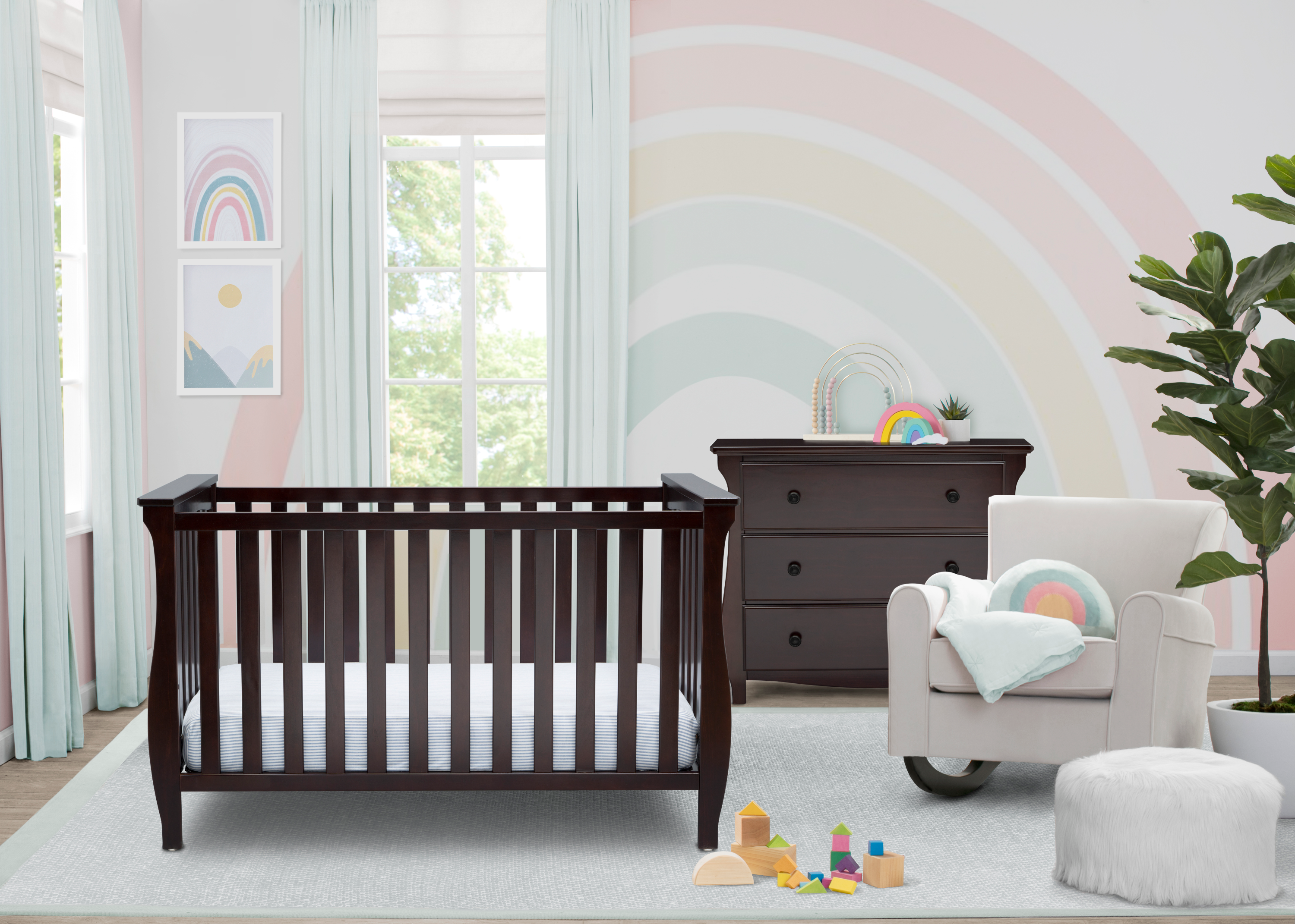 Lancaster 3-in-1 Convertible Baby Crib - White Nursery Furniture for Newborn to Toddler | Perfect for Modern Nurseries & Daycare Centers