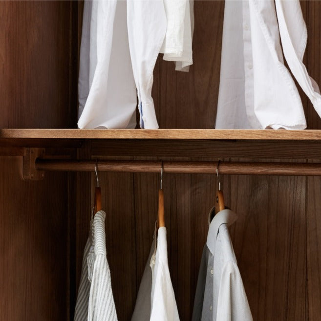 Solid Oak Wood Wardrobe in Walnut Finish - Stylish and Durable Closet Storage for Bedroom, Living Room, or Walk-in Closet